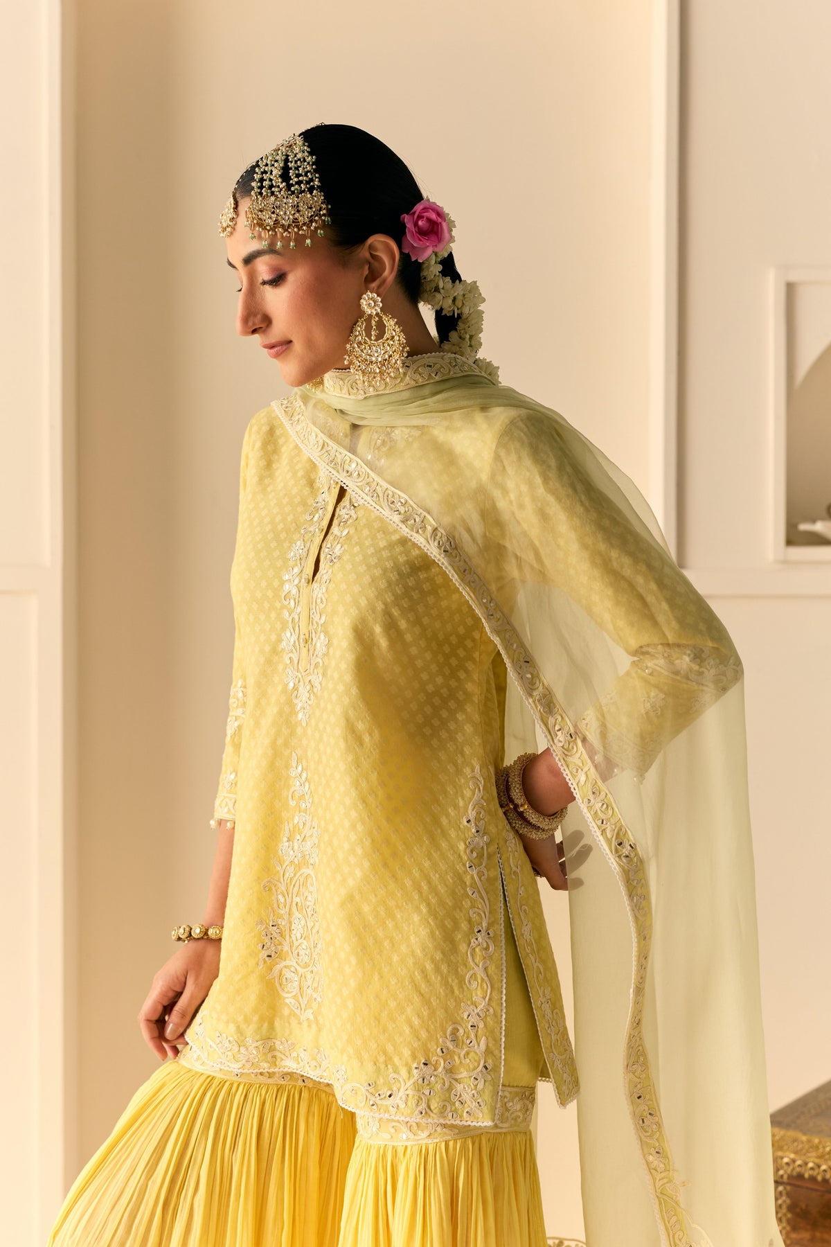 Yasmeen Lemon Yellow Sharara Set