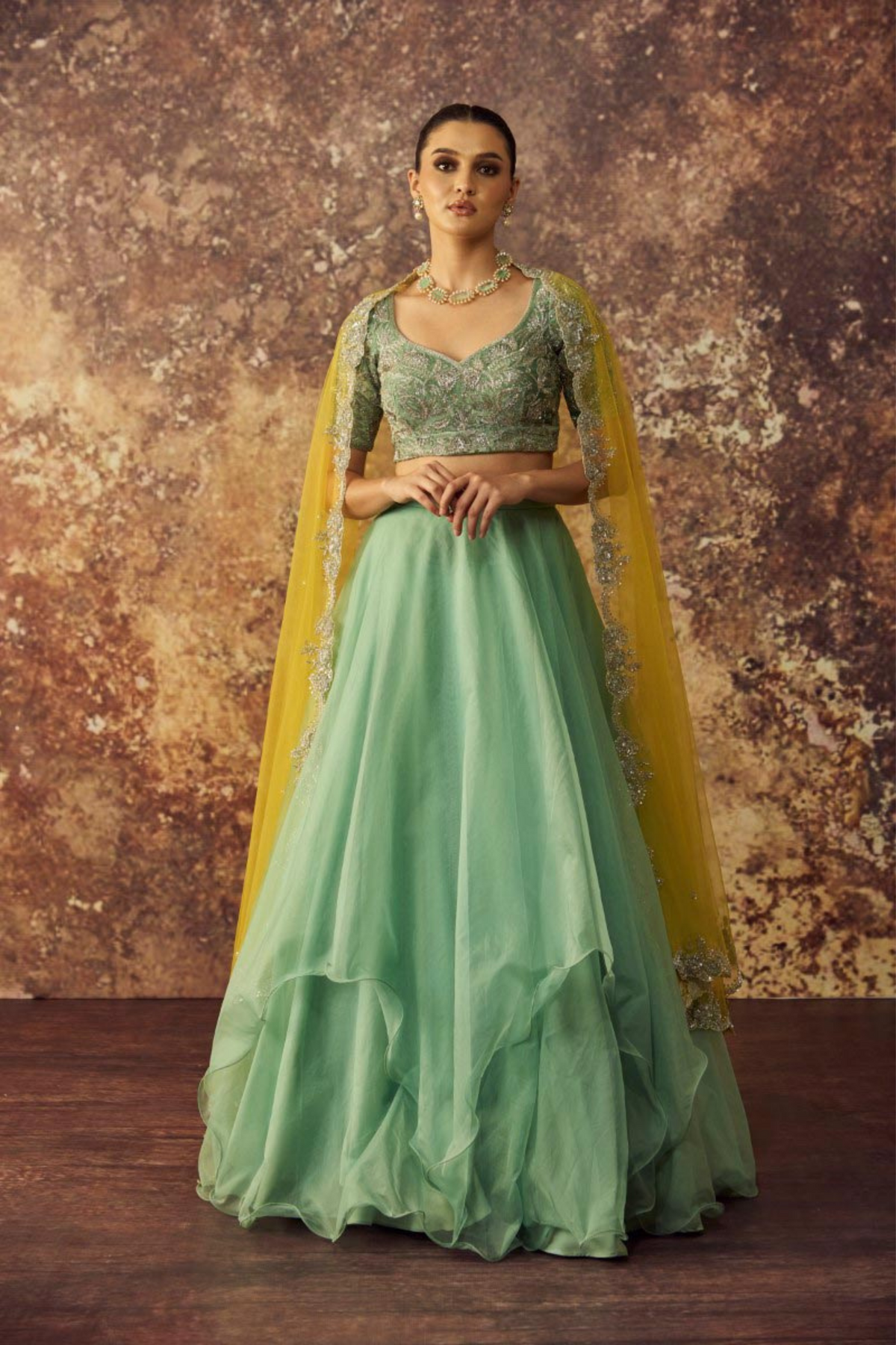 Mint Green Handkercheif Lehenga Set