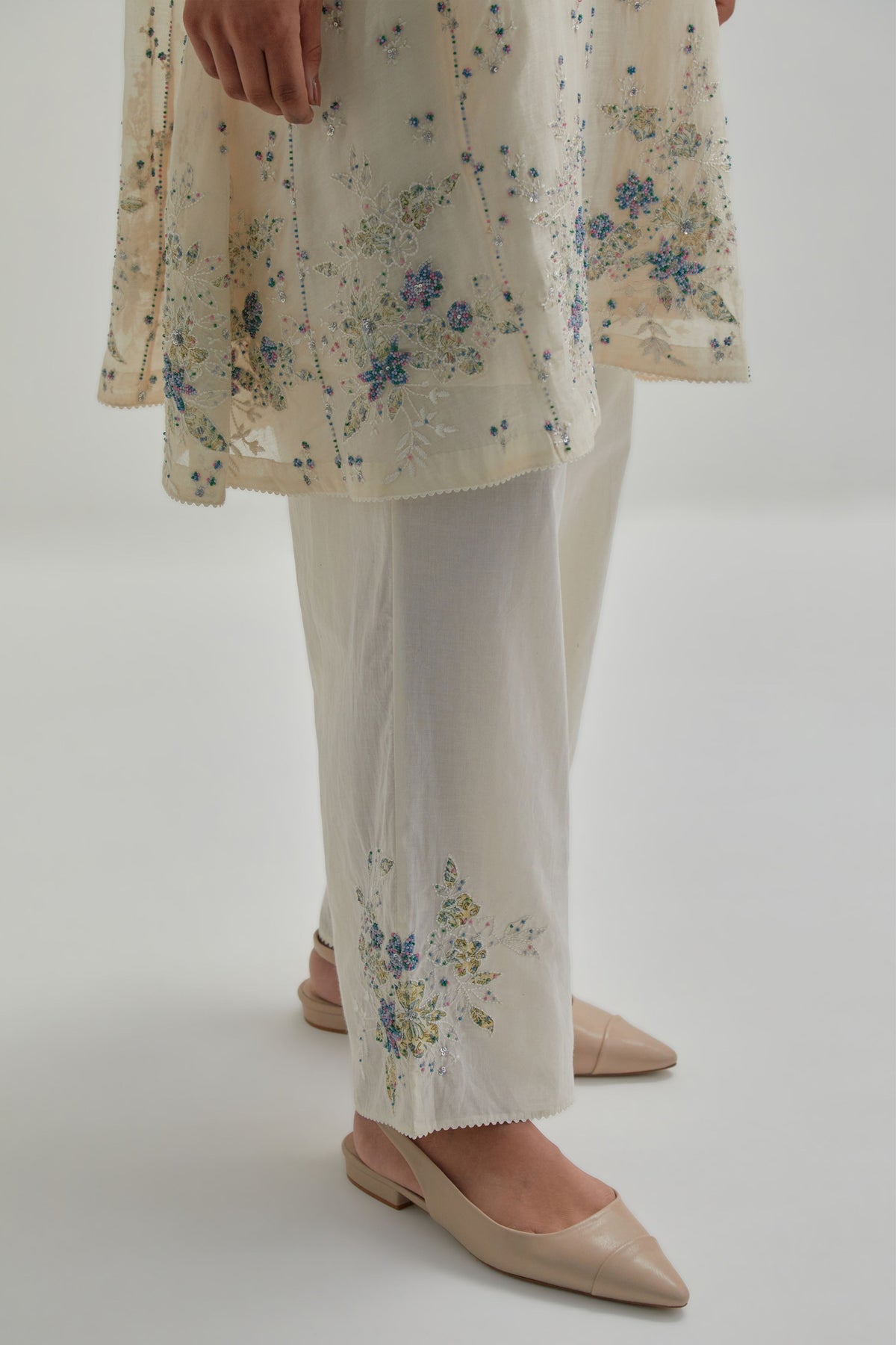 Blue Floral Short Kurta Set