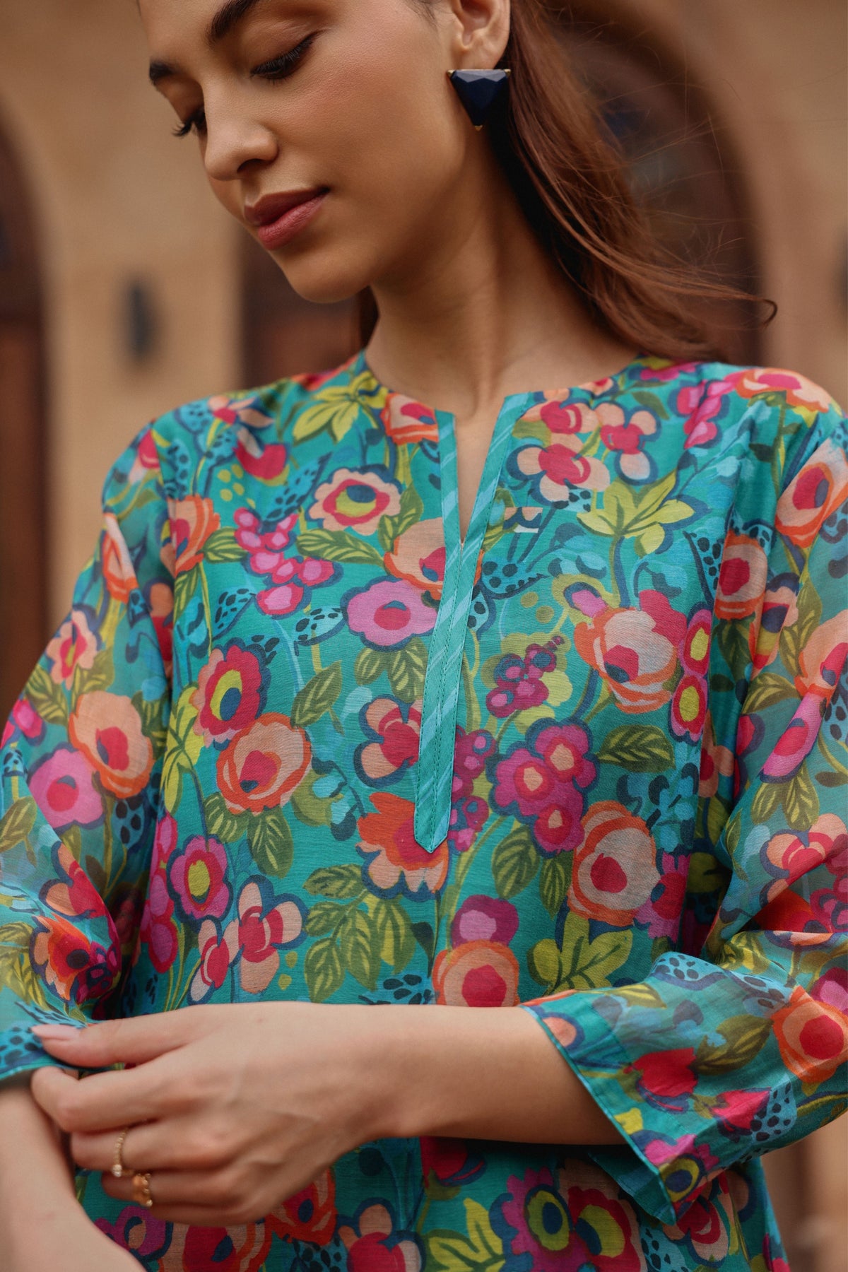 Bloom Teal Kurta Set
