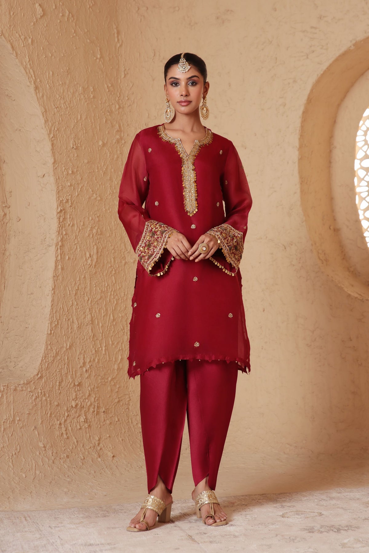 Maroon Short Kurta Set
