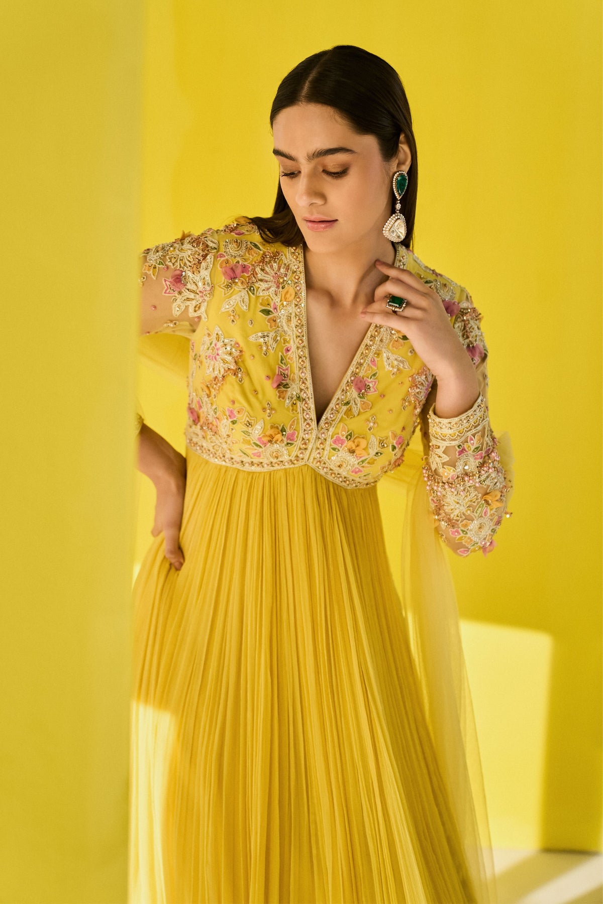 Faanee Yellow Anarkali Set