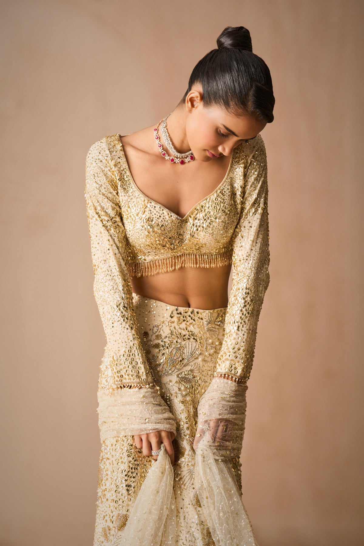 Ivory Fit N Flare Skirt Set