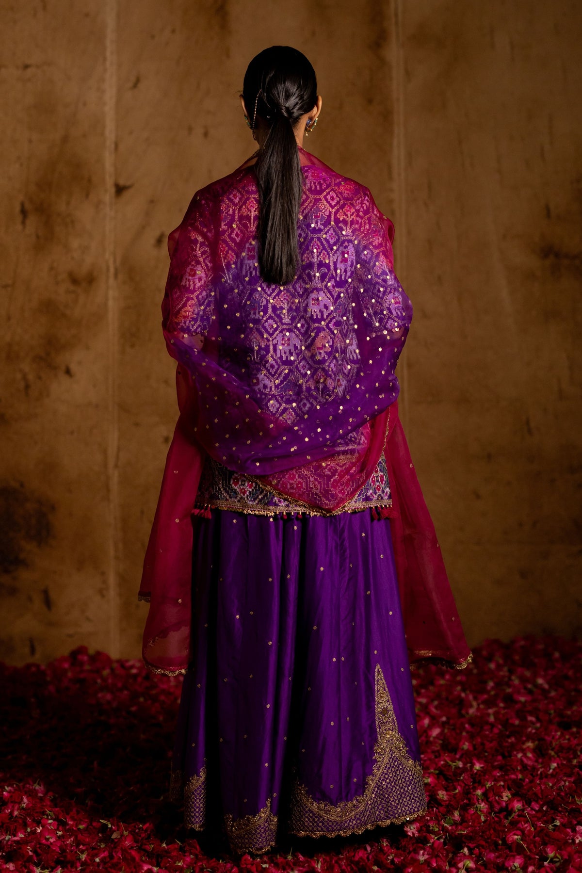 Purple Patola Sharara Set