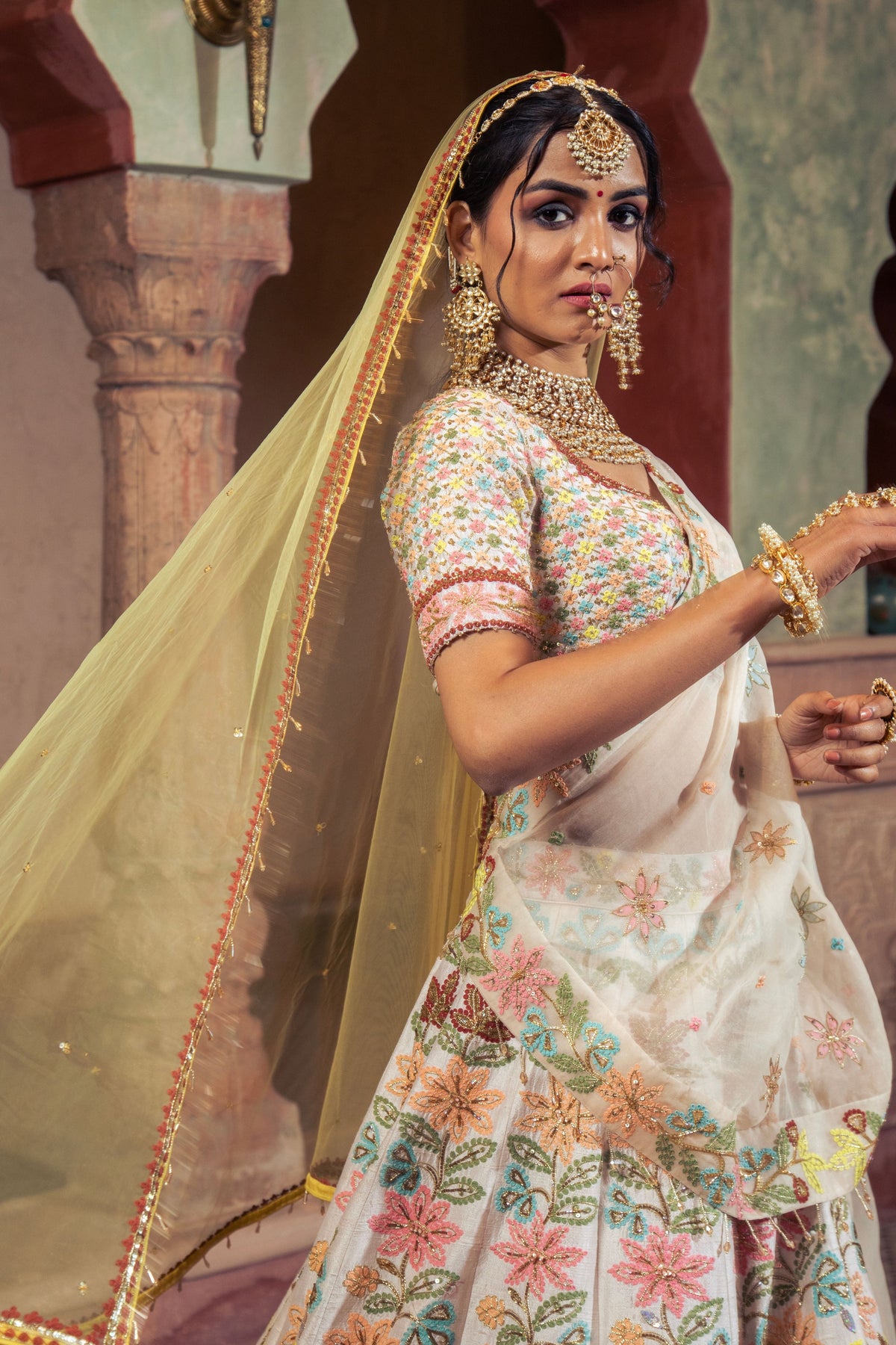 Ivory Embroidered Lehenga Set