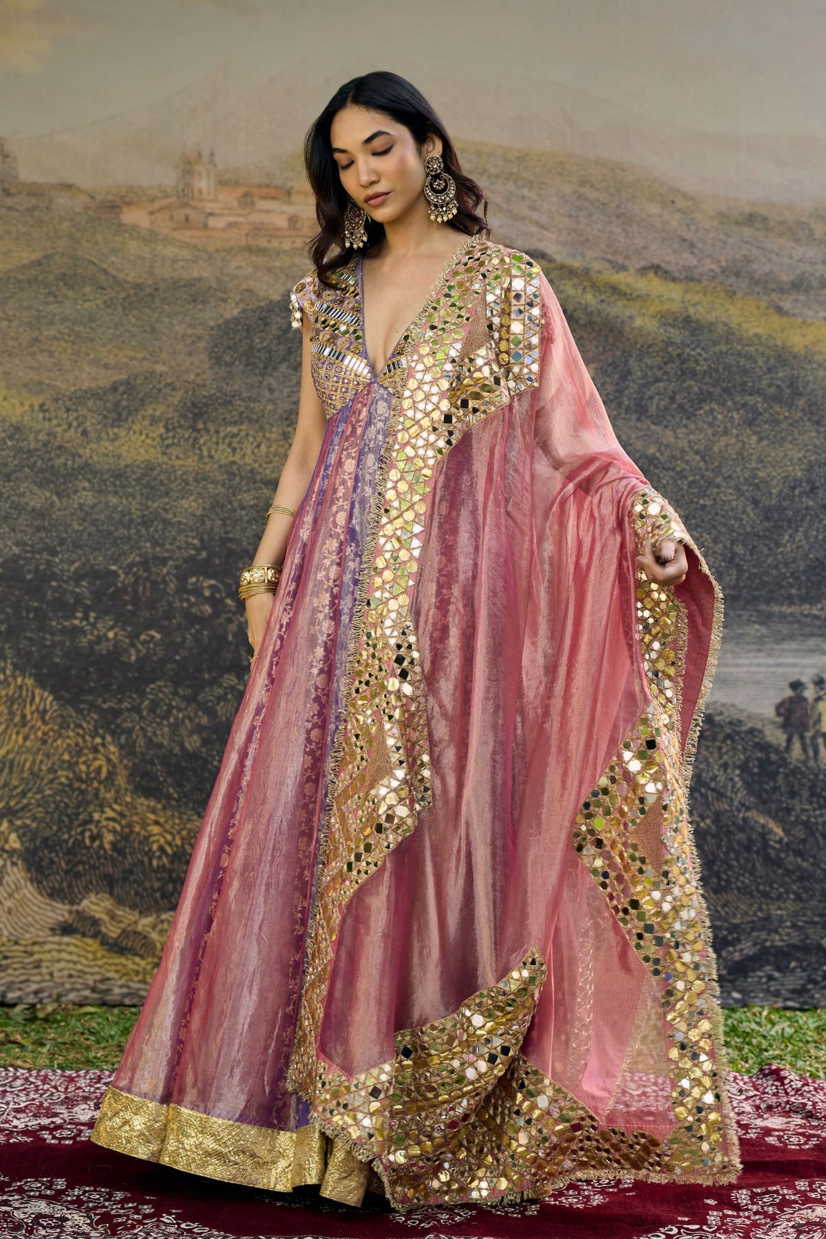 Bajrangi Mirror Anarkali Set