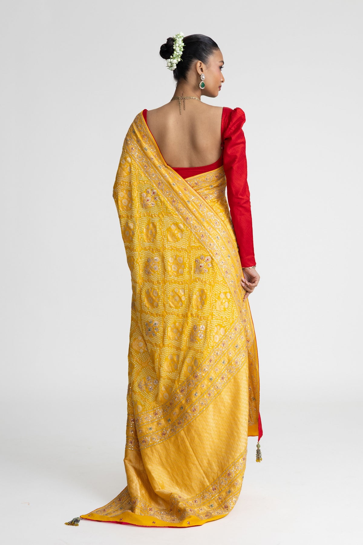 Yellow Banarasi Bandhani Saree