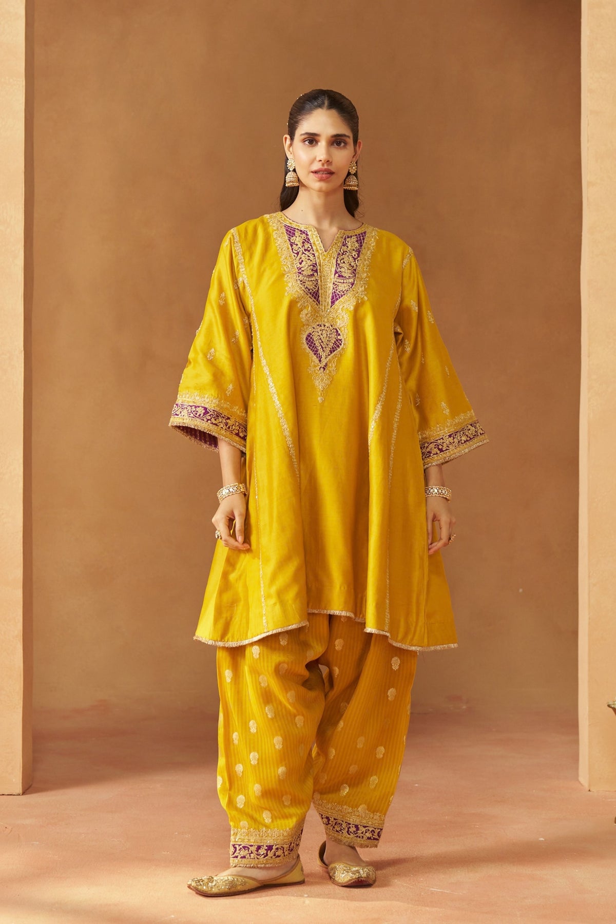 Mahgul Mustard Kalidaar Chauga Set