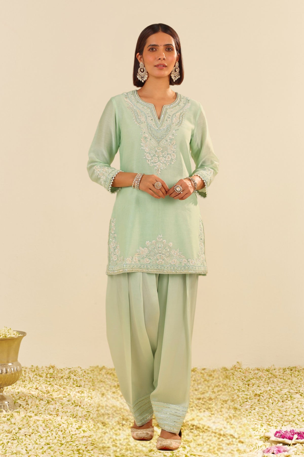 Haniya Short Kurta Set in Mint