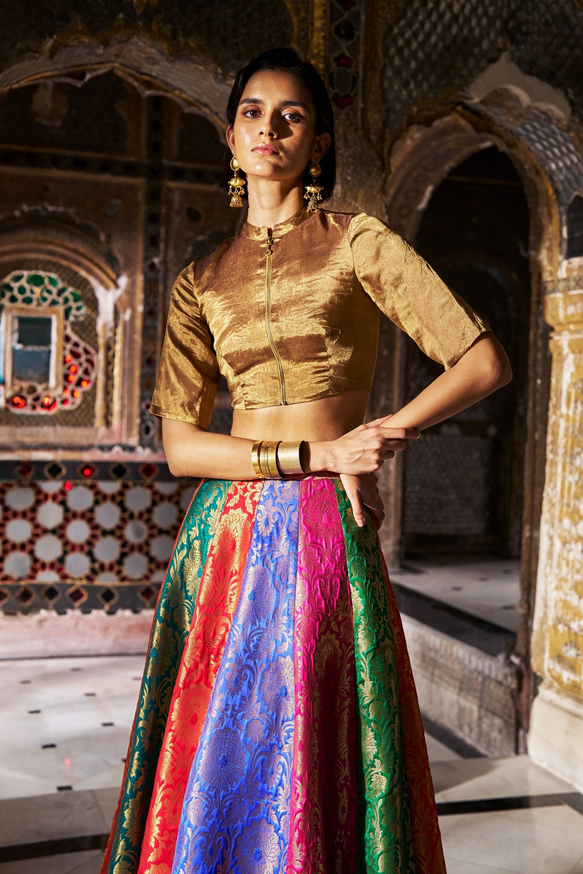 Banarasi Brocade Multi Flared Lehenga