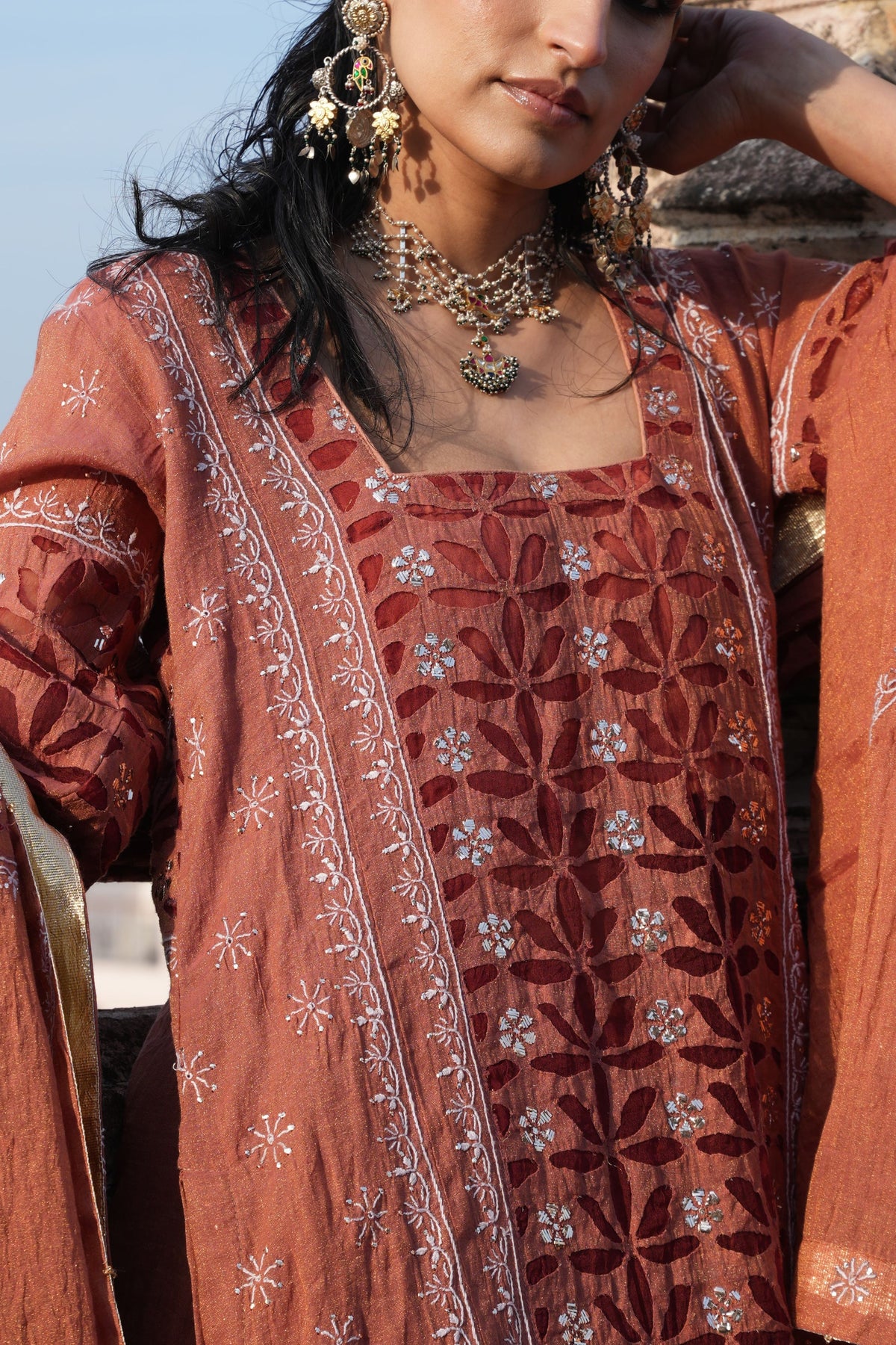 Rustic Red Straight Suit Set
