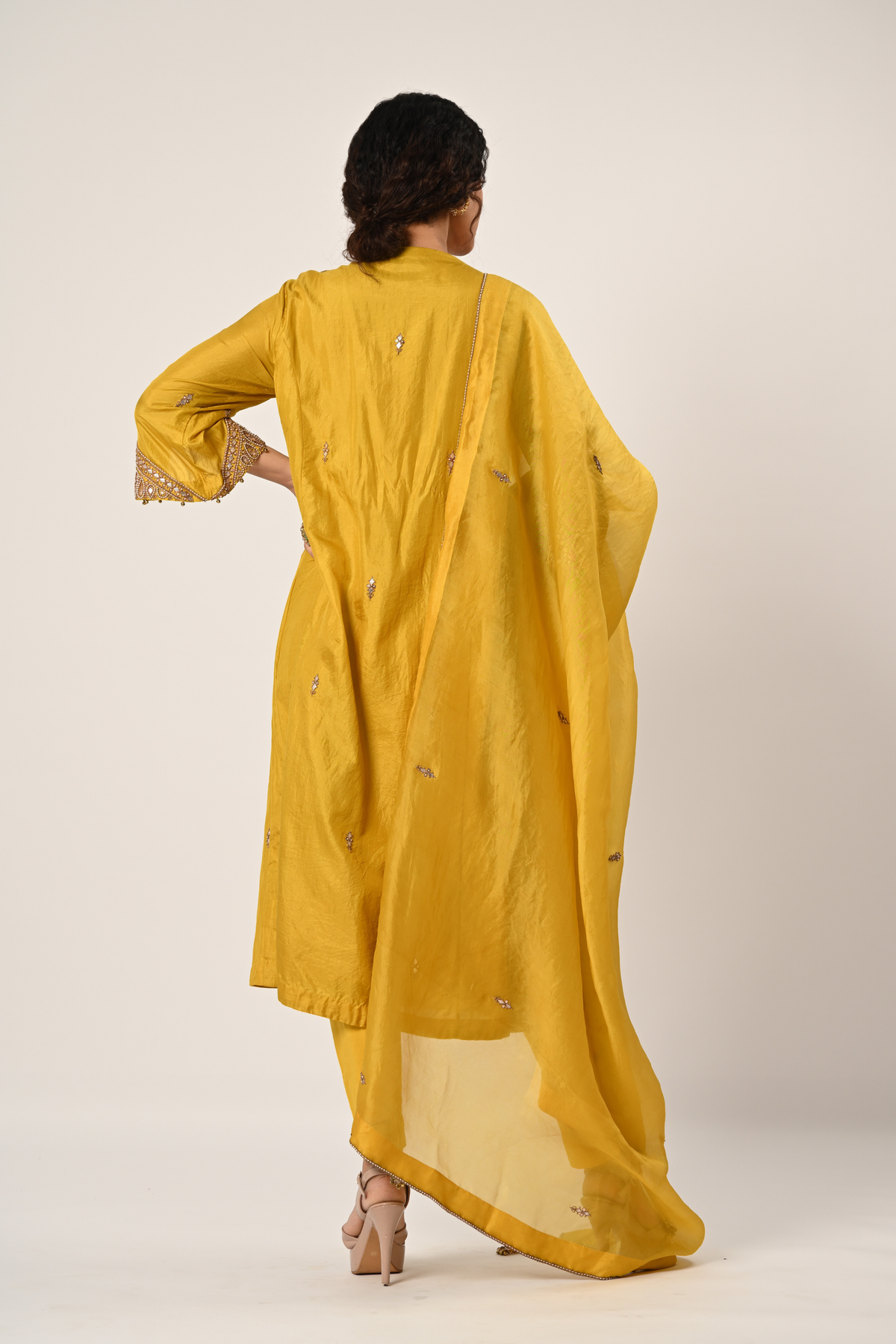 Yellow Princess Cut Kurta Set