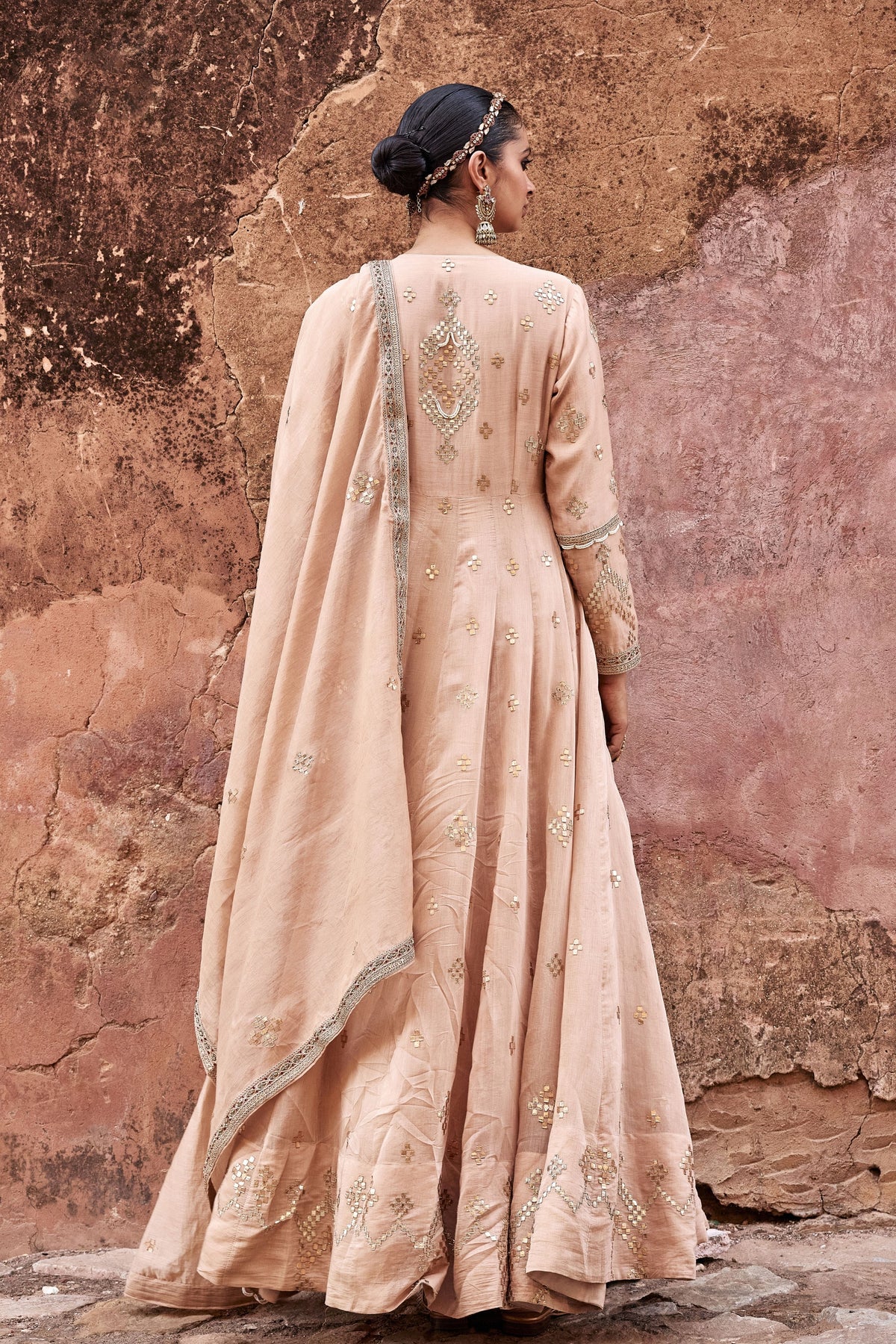 Chanderi Gota Anarkali Set