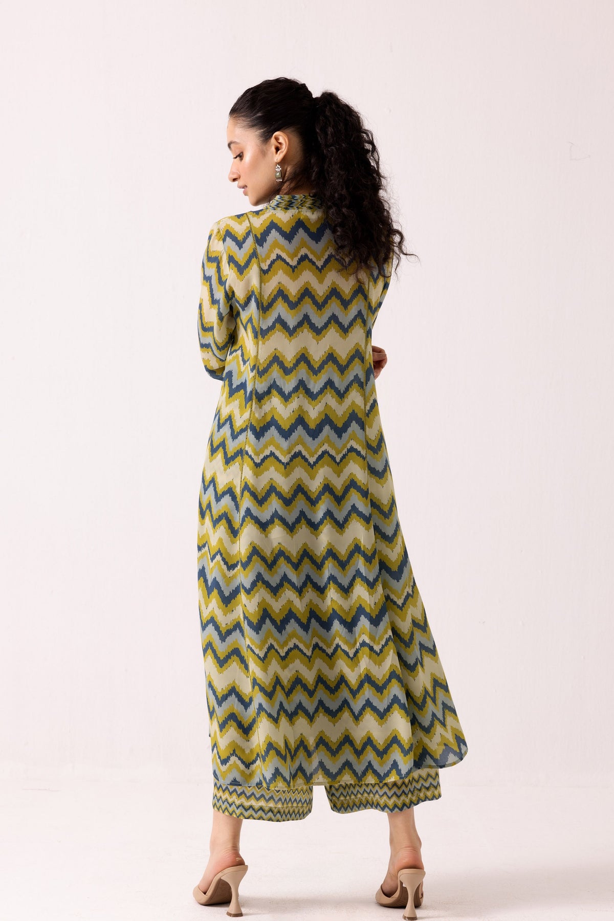 Thea Chevron Kurta in Green