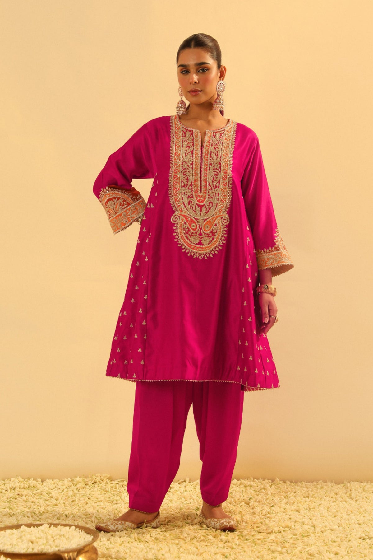 Falisha Short Pink Kalidaar Choga With Salwar