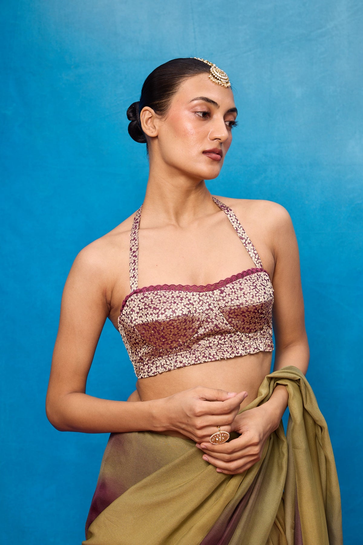 Pista Green & Faded Purple Ombre Saree