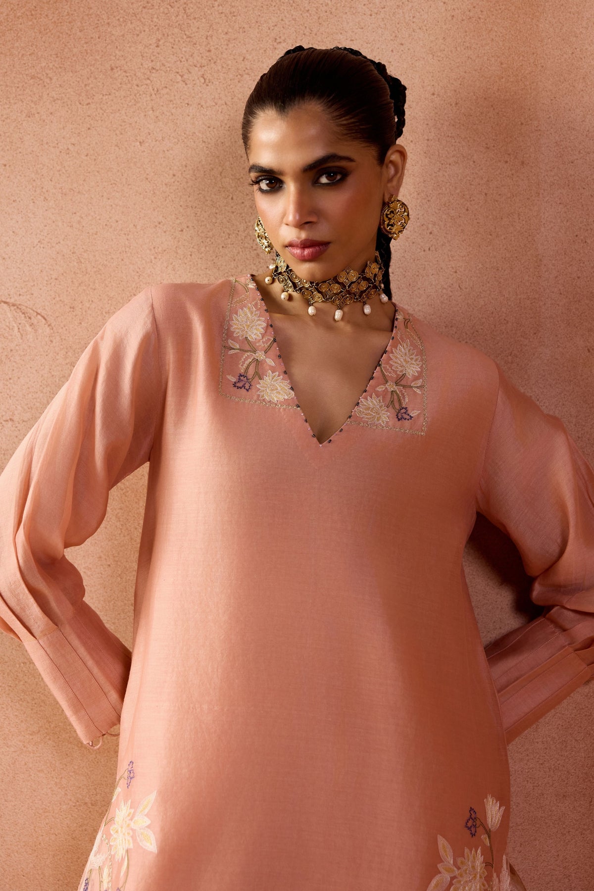 Pink Blossoms Kurta Set
