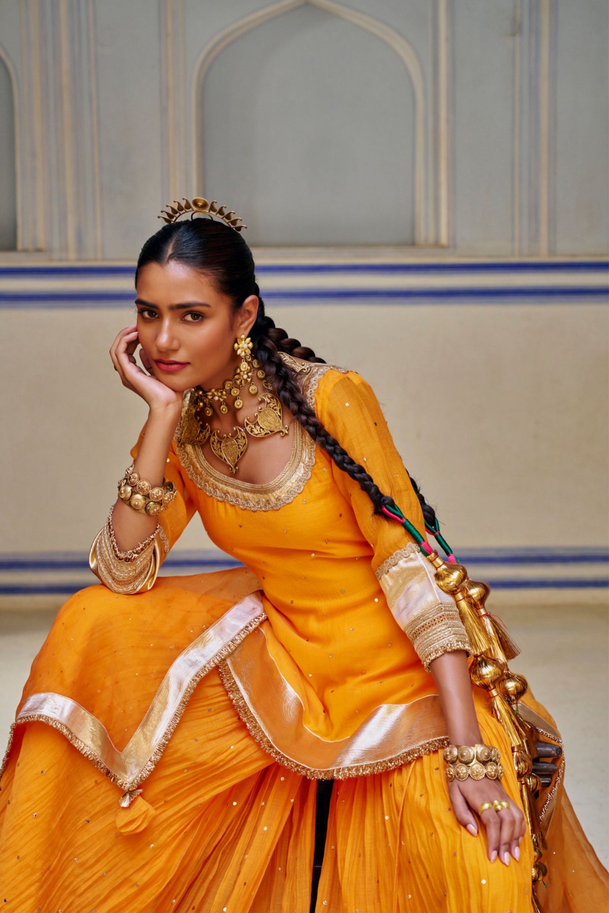 Saffron Straight Sharara Set