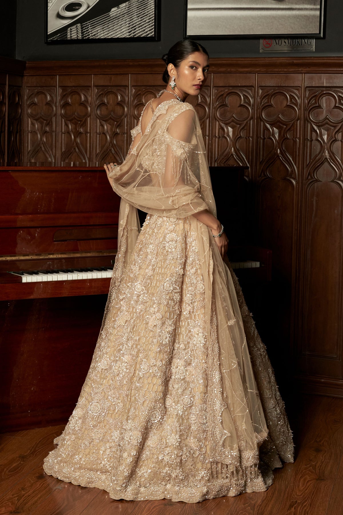 Beige 3d Lehenga Set