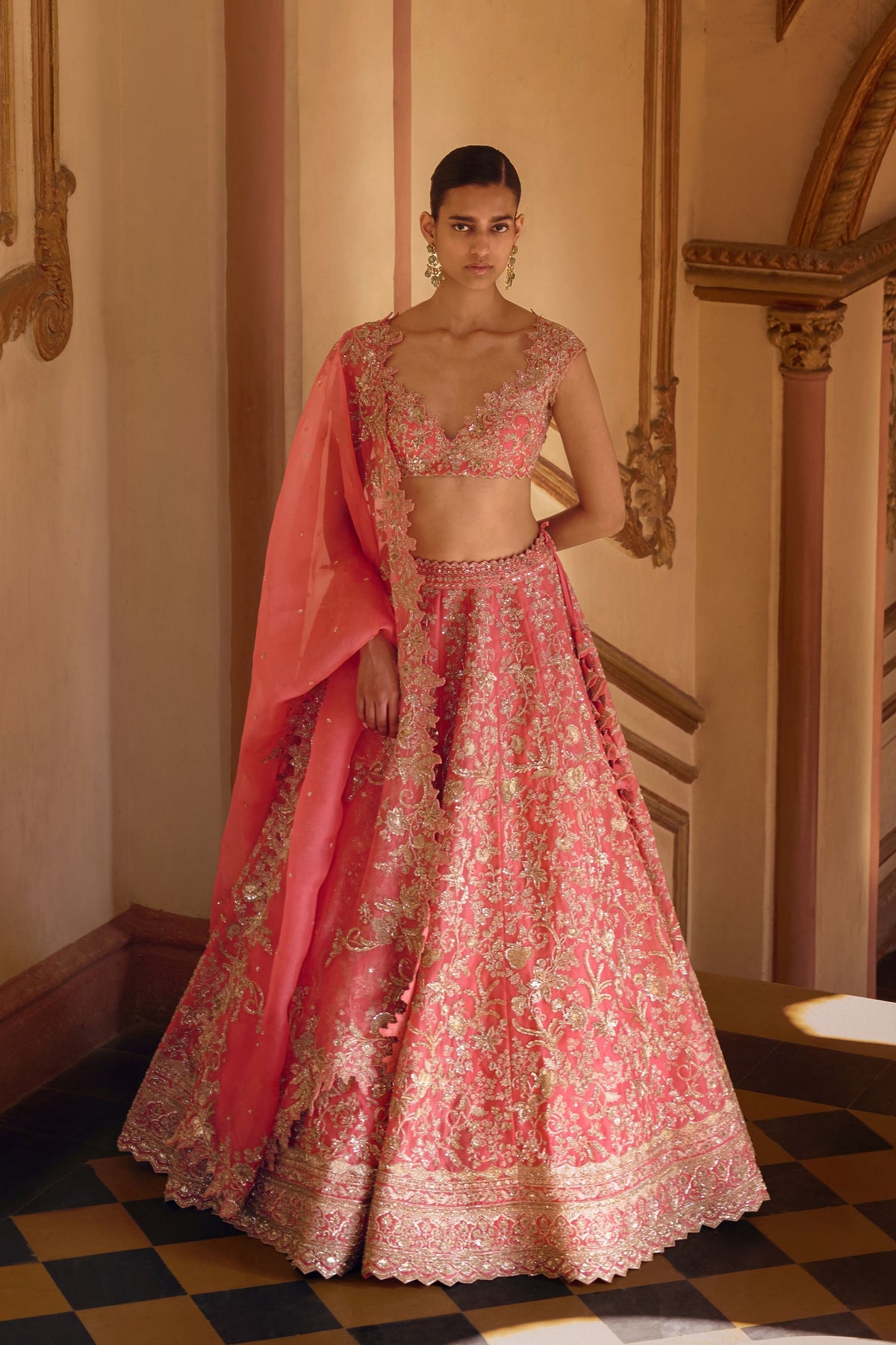 Coral Advika Lehenga Set