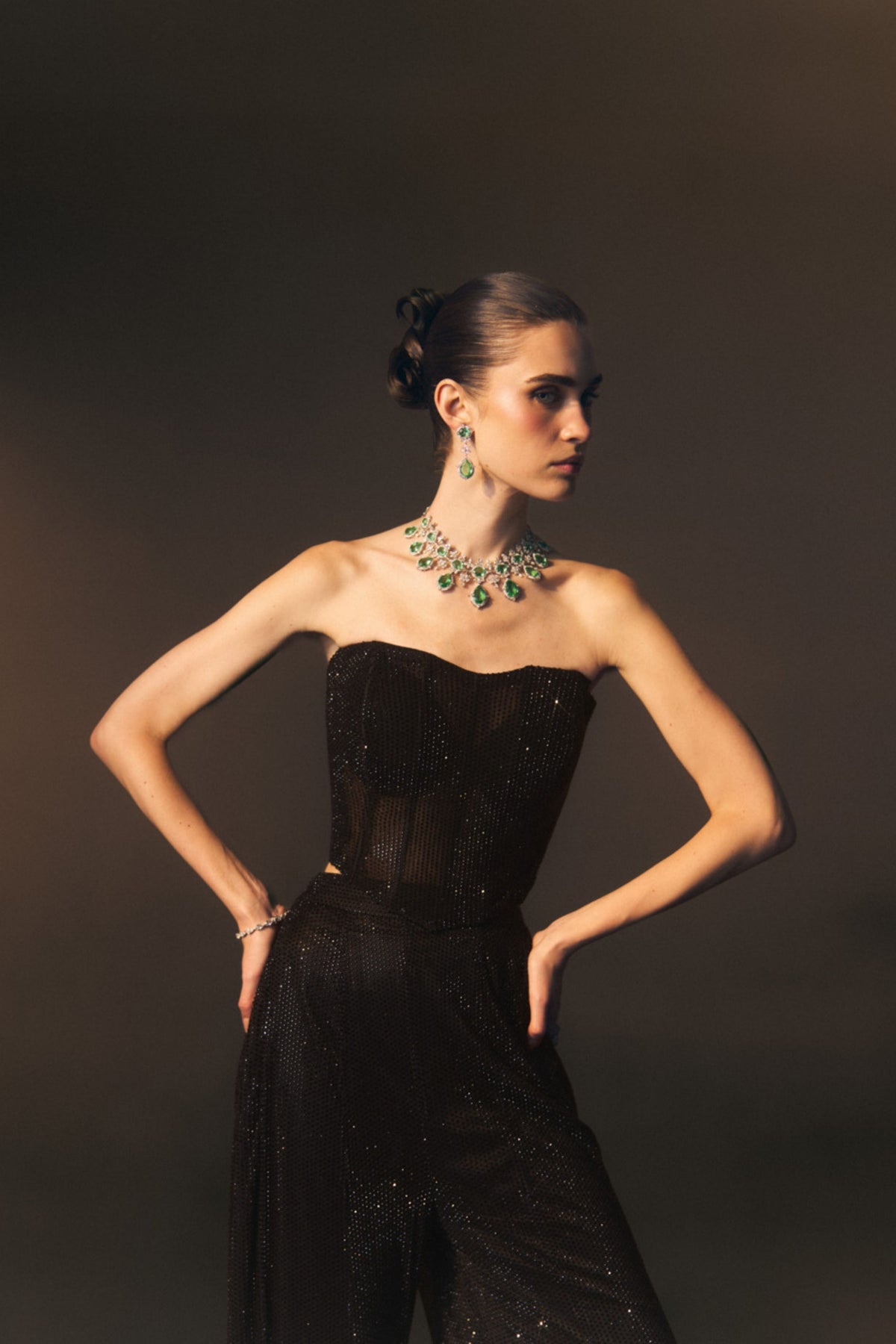 Onyx Sharara Pants with Corset Top