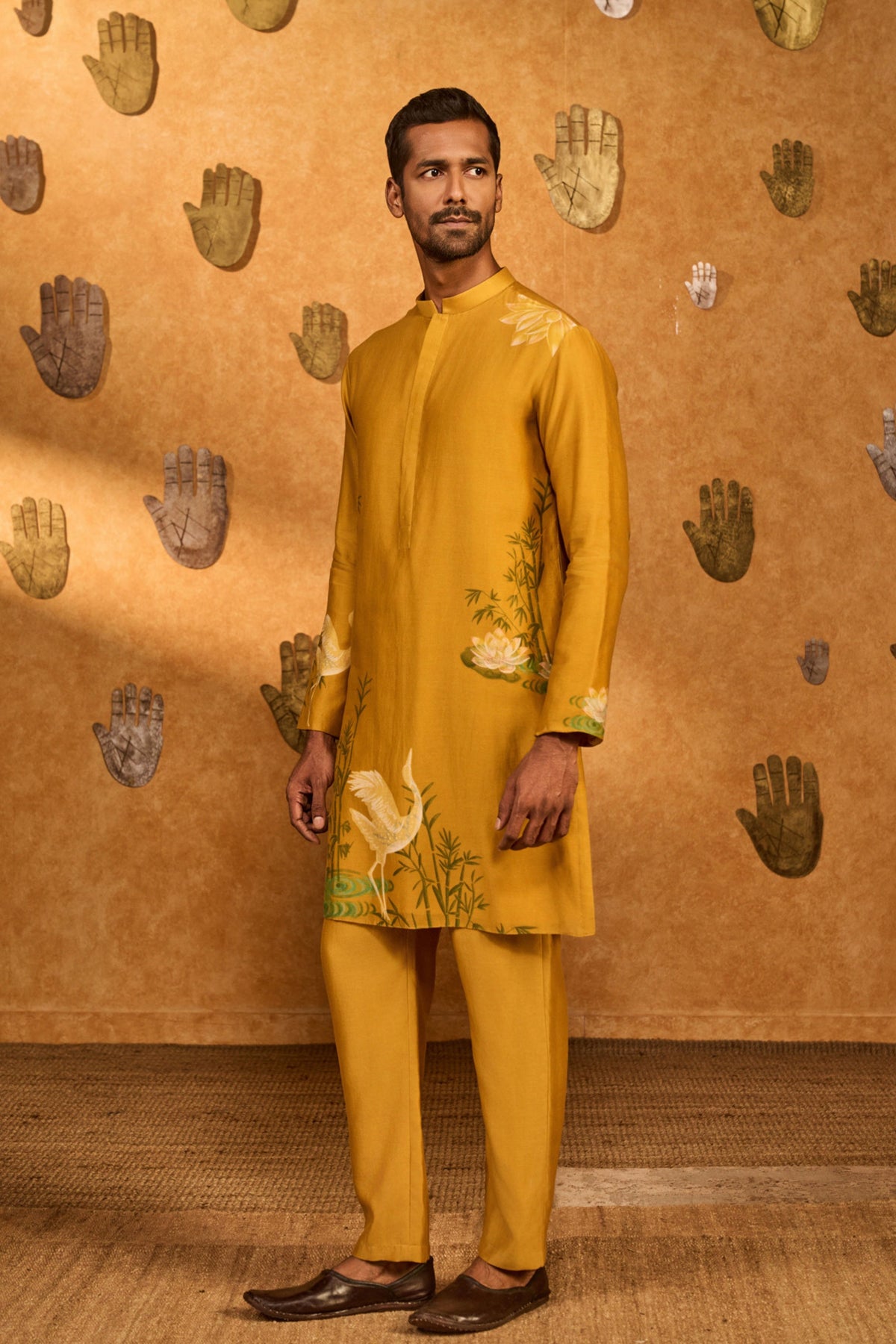Ochre Bamboo Grove Kurta Set
