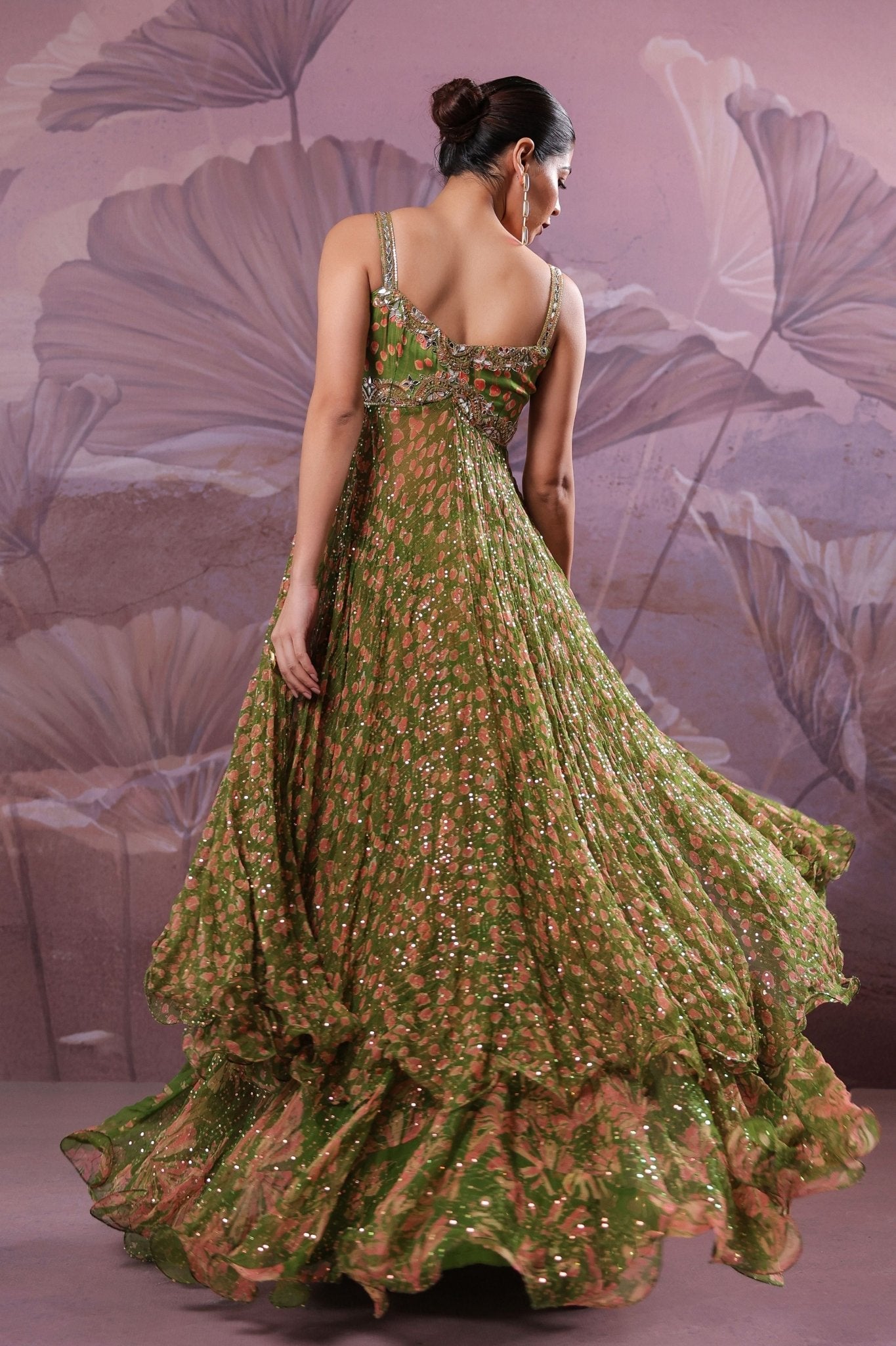 Calcutta Mehndi Tunic and Lehenga - Pallavi Jaipur - Elahe