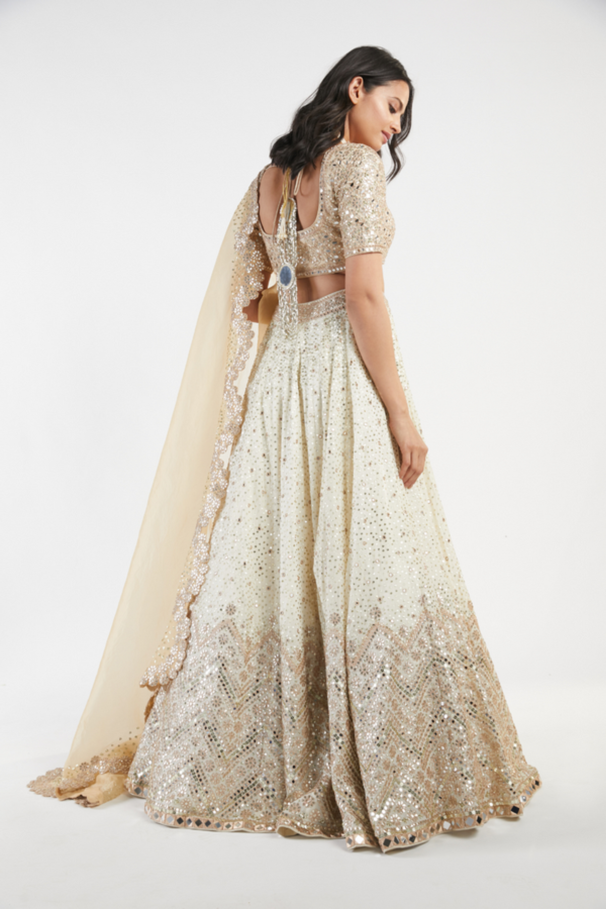 Ivory embroidered lehenga set