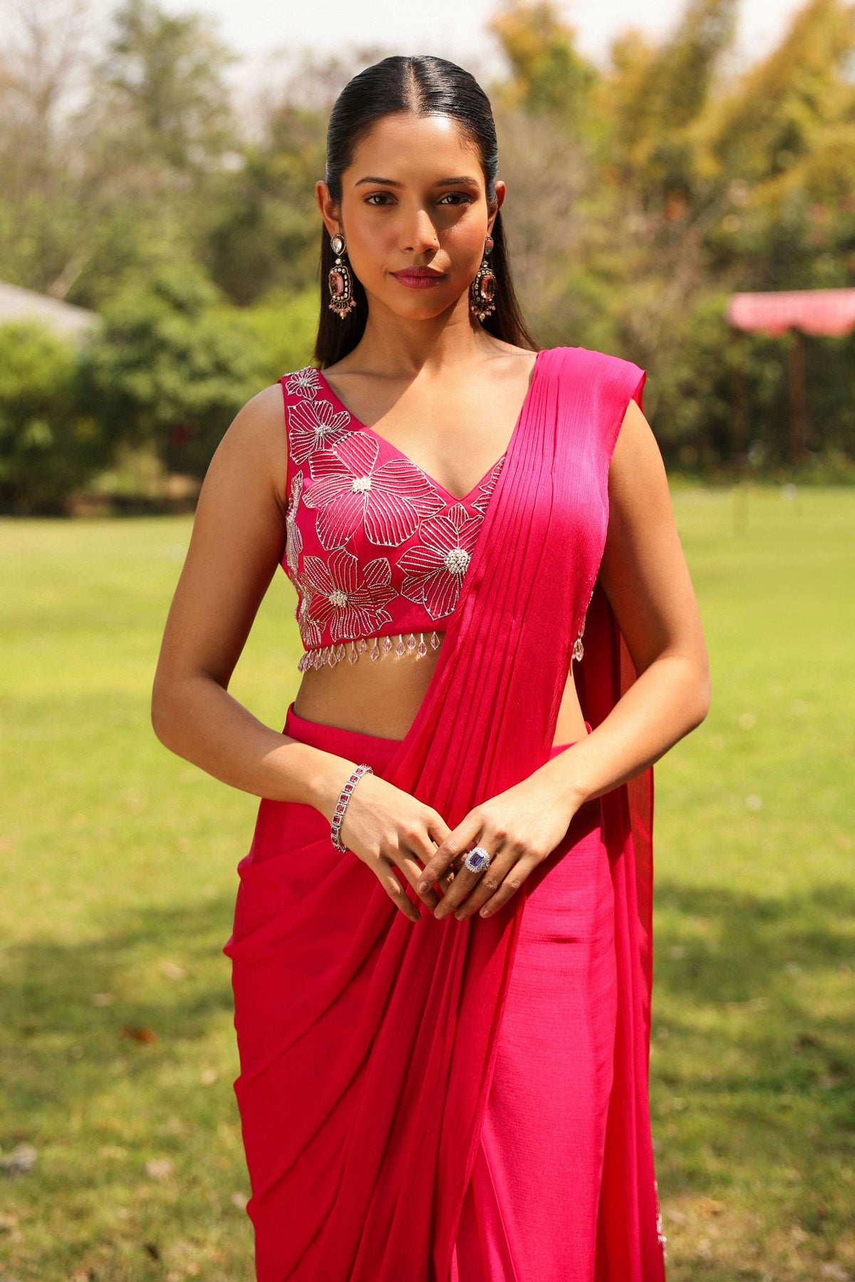 Piyari Rani Pink Drape Saree