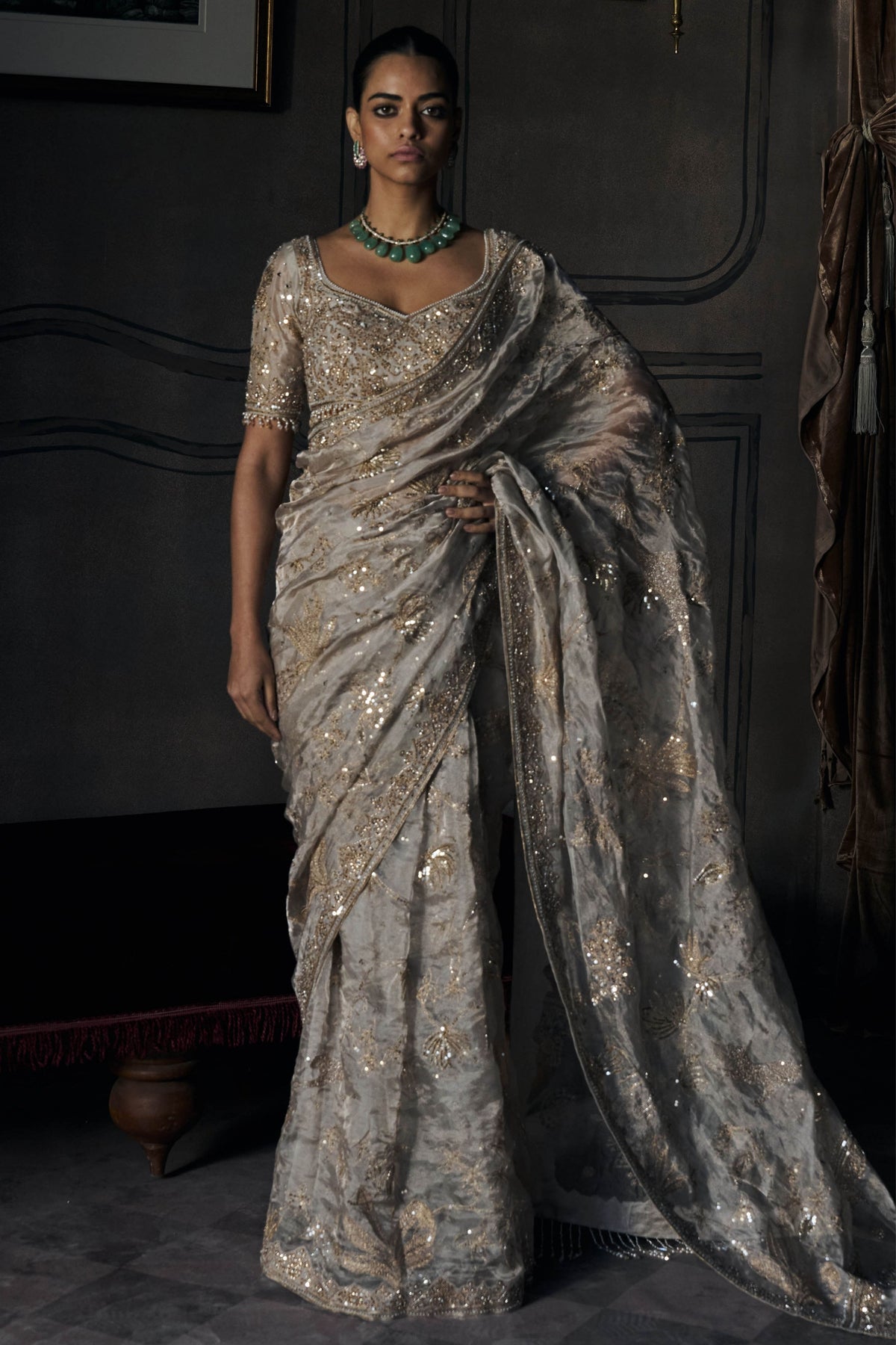 Royal Savannah Jamshedpur Grey Saree Set