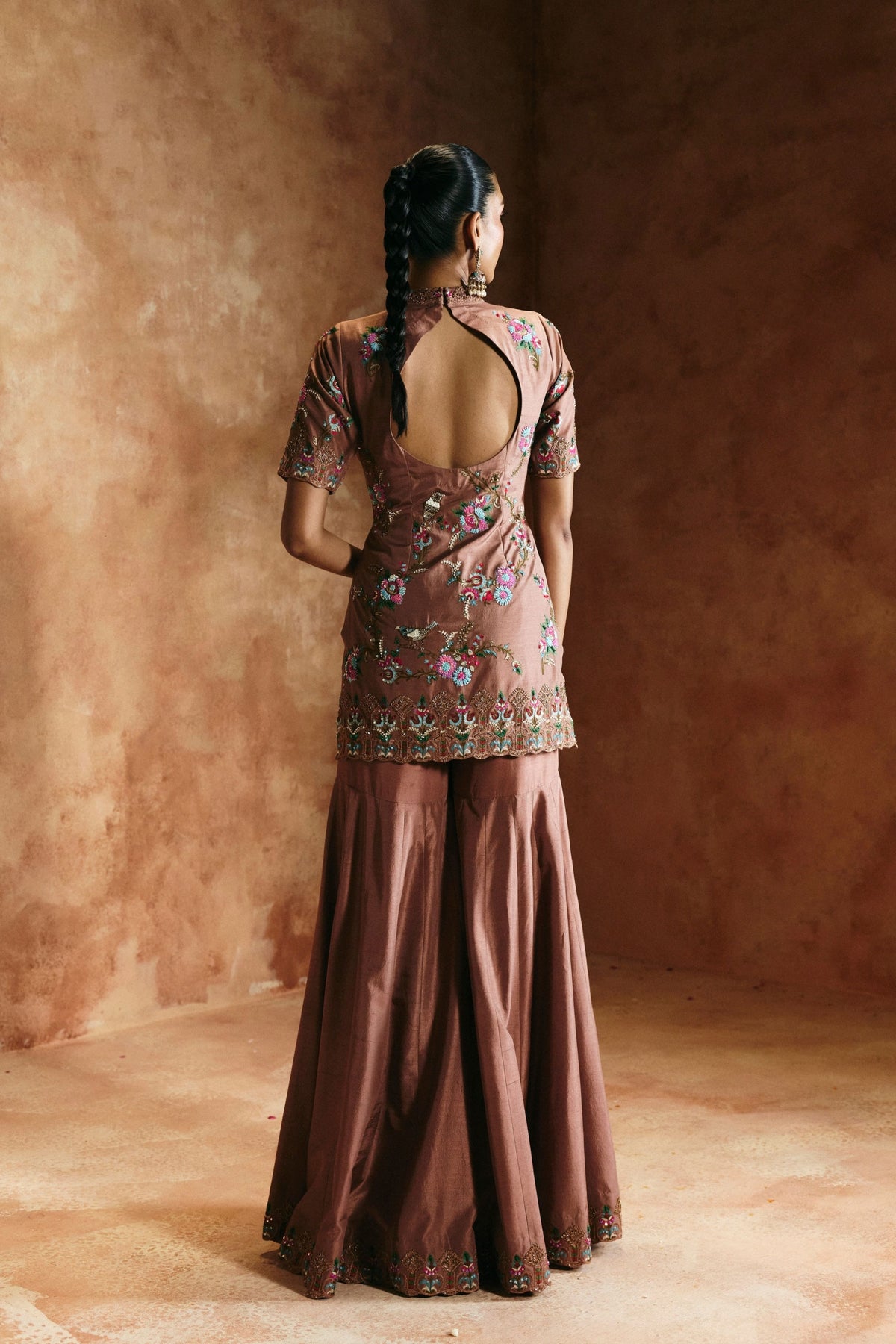 Bronze Zardozi Sindh Sharara Set