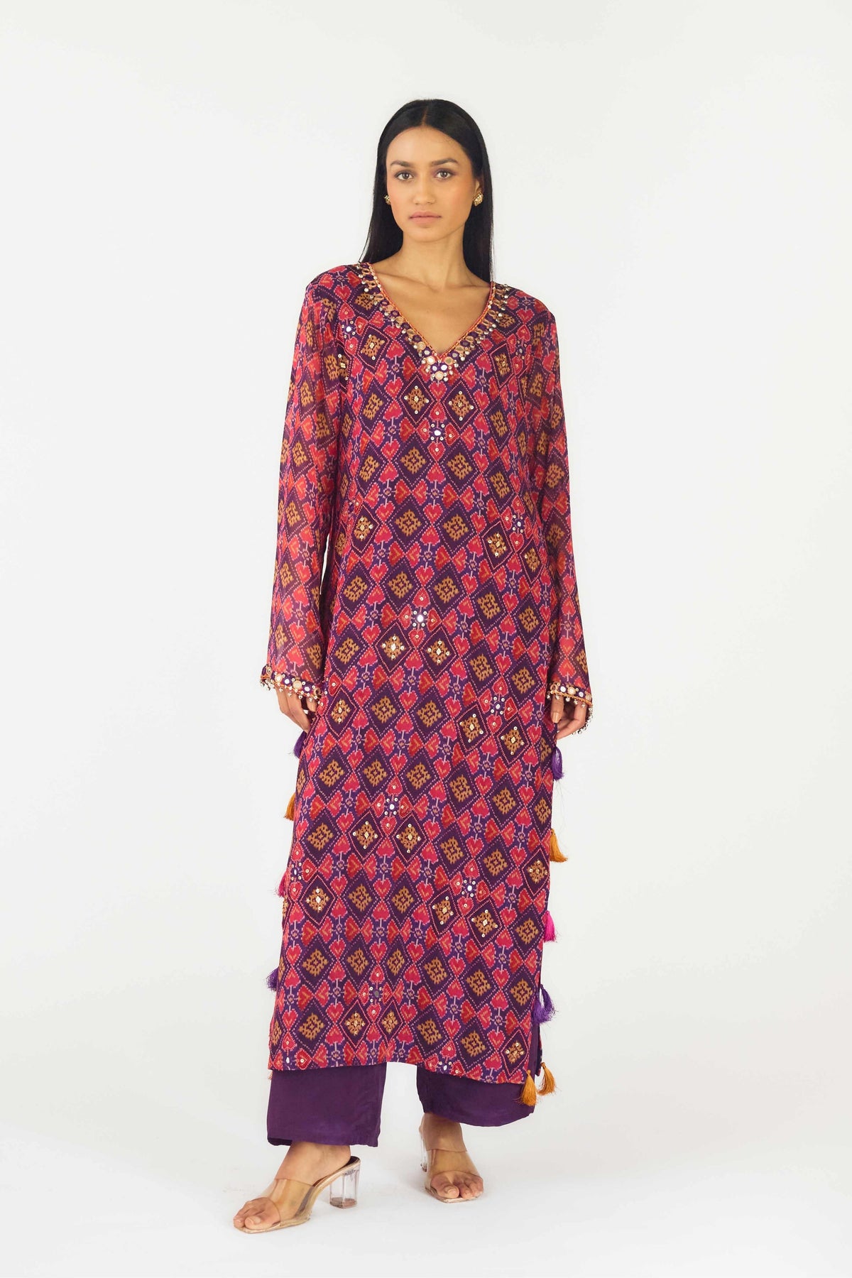 Purple Printed Suit Set