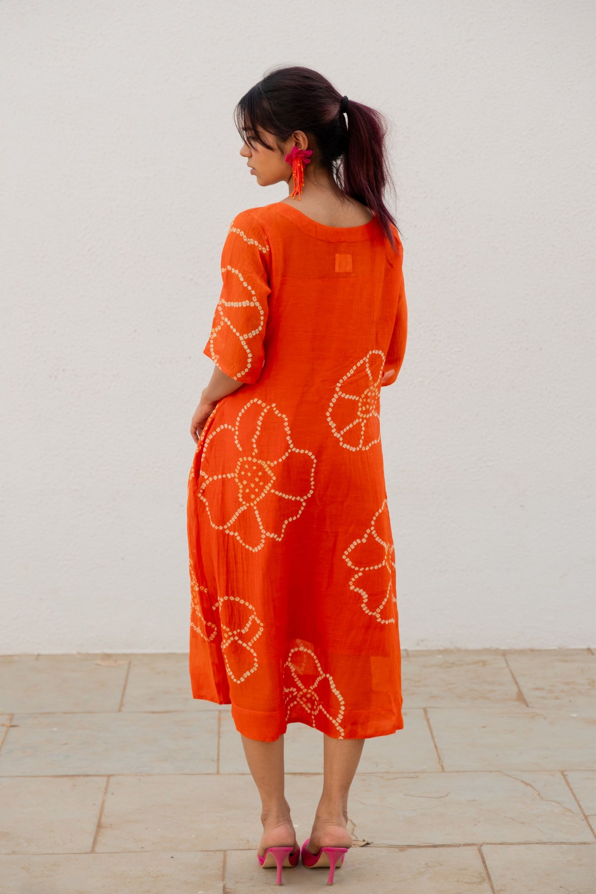 Burnt Orange Bandhani Dress