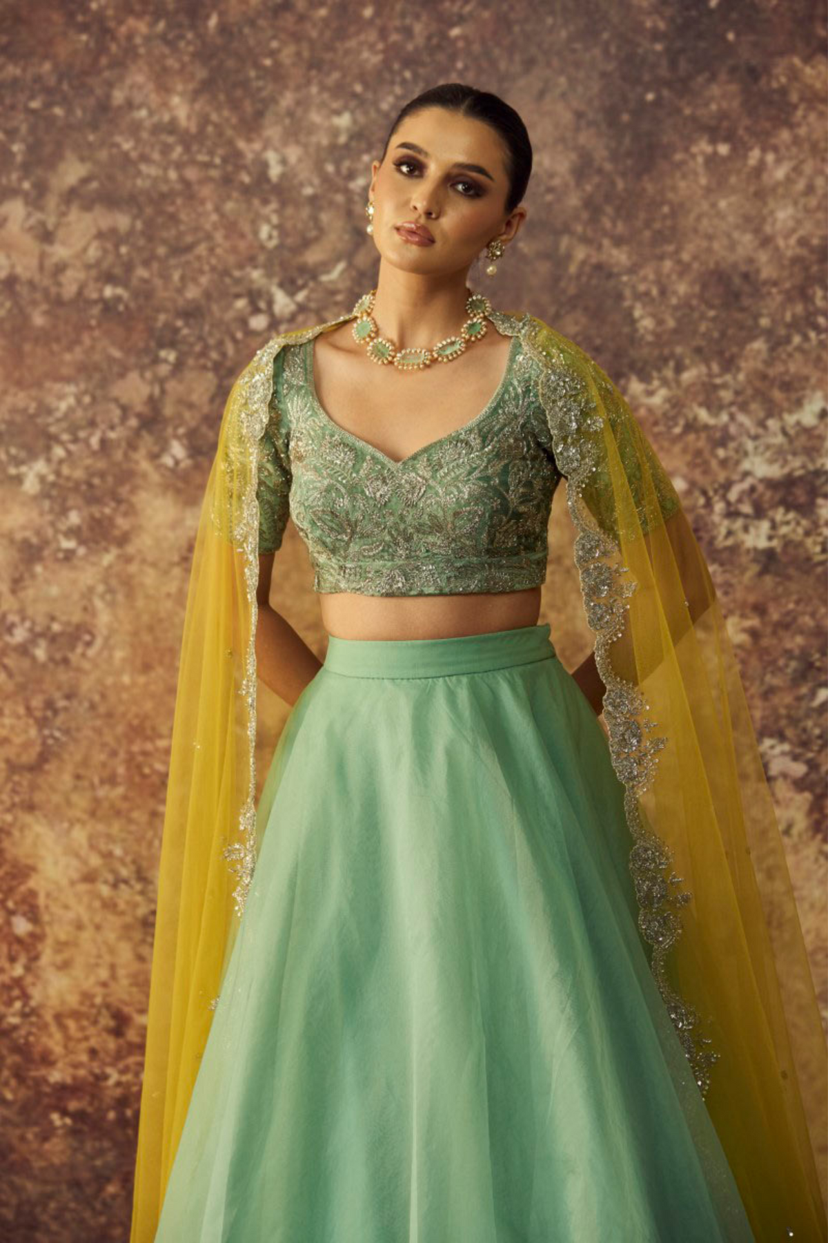 Mint Green Handkercheif Lehenga Set