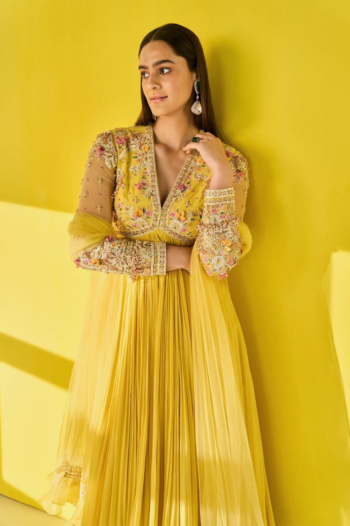 Faanee Yellow Anarkali Set
