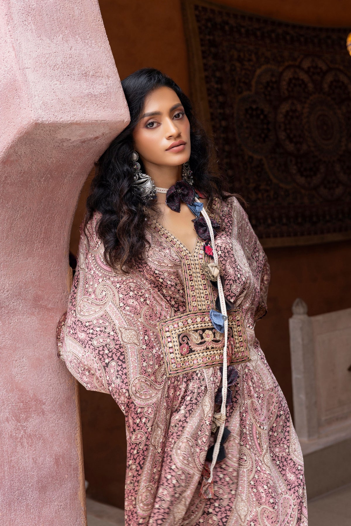 Brown Printed Kaftan