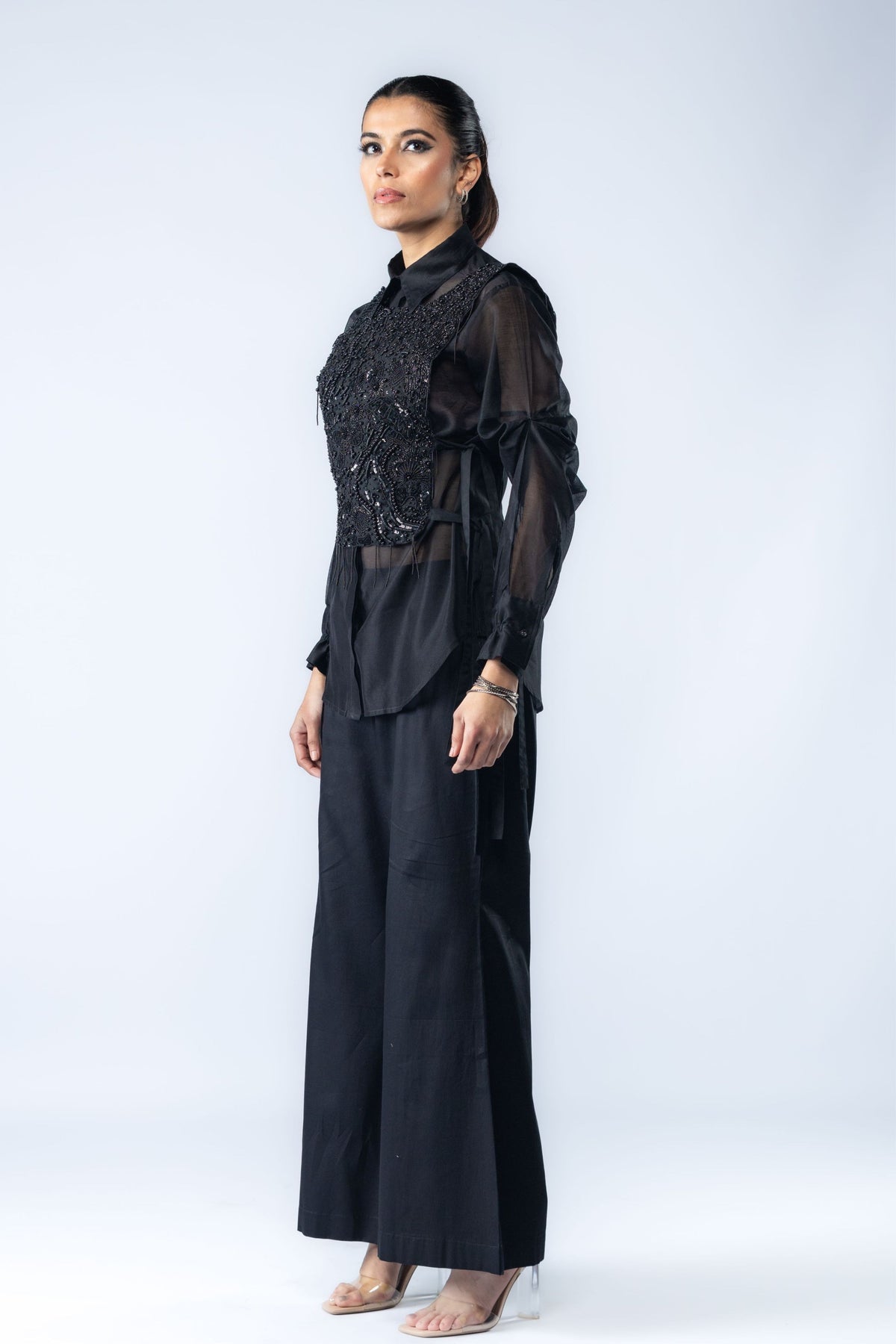 Black Embroidered Bib