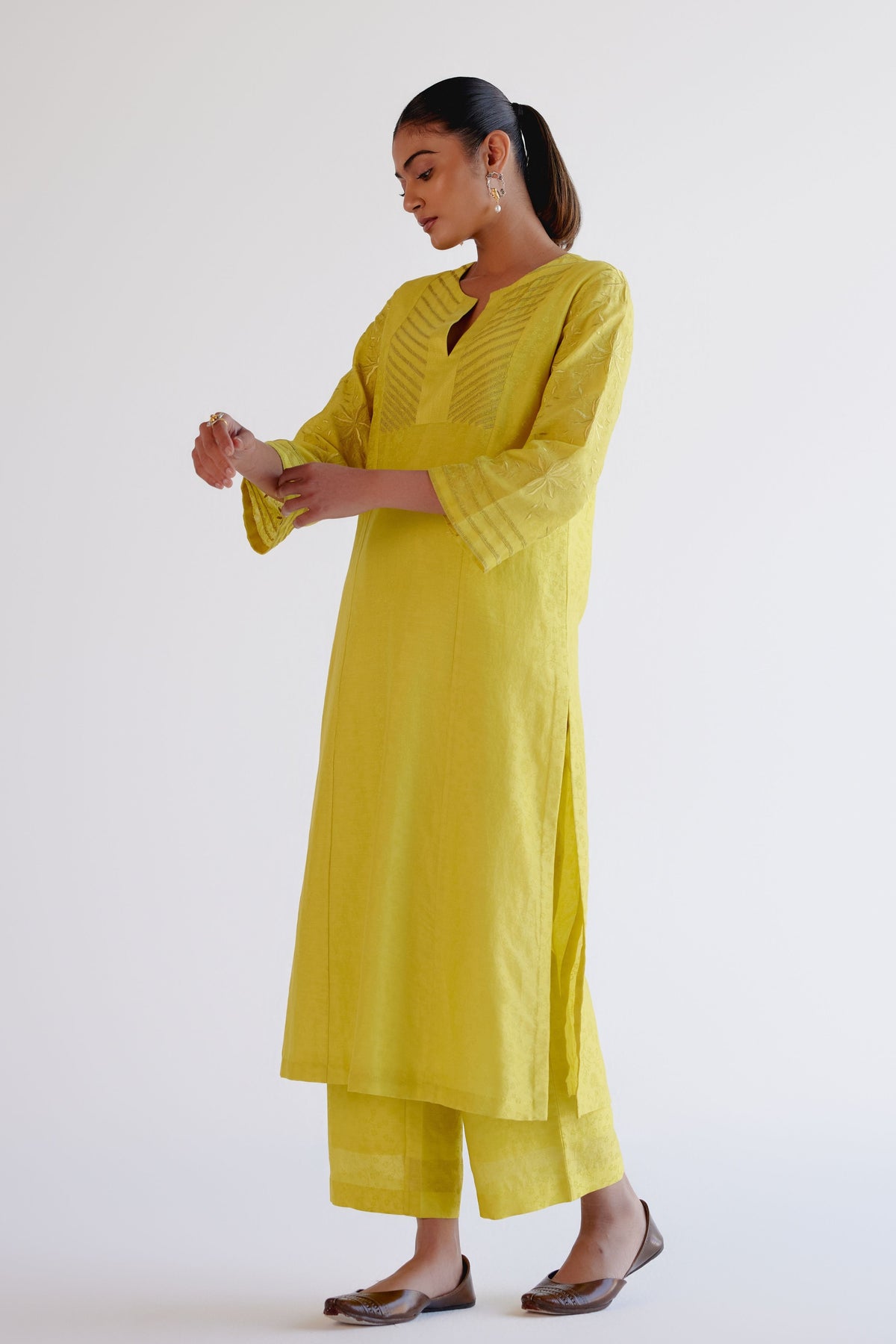 Lemon Yellow Kalidar Kurta Set