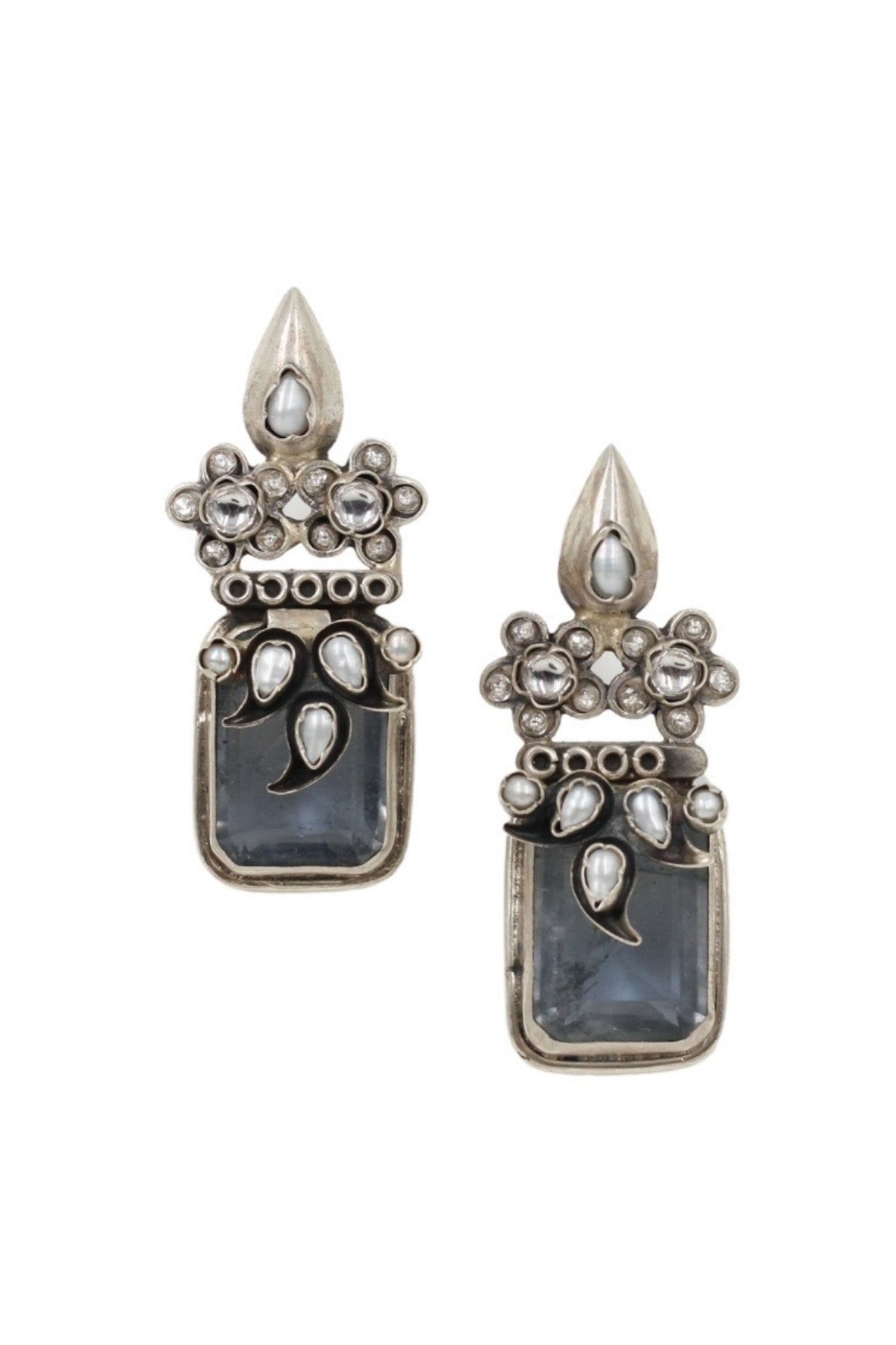 Classic Gray Silver Earrings