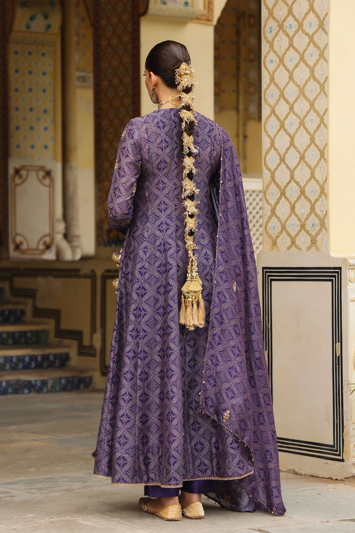 Purple Ahista Printed KalidarSet