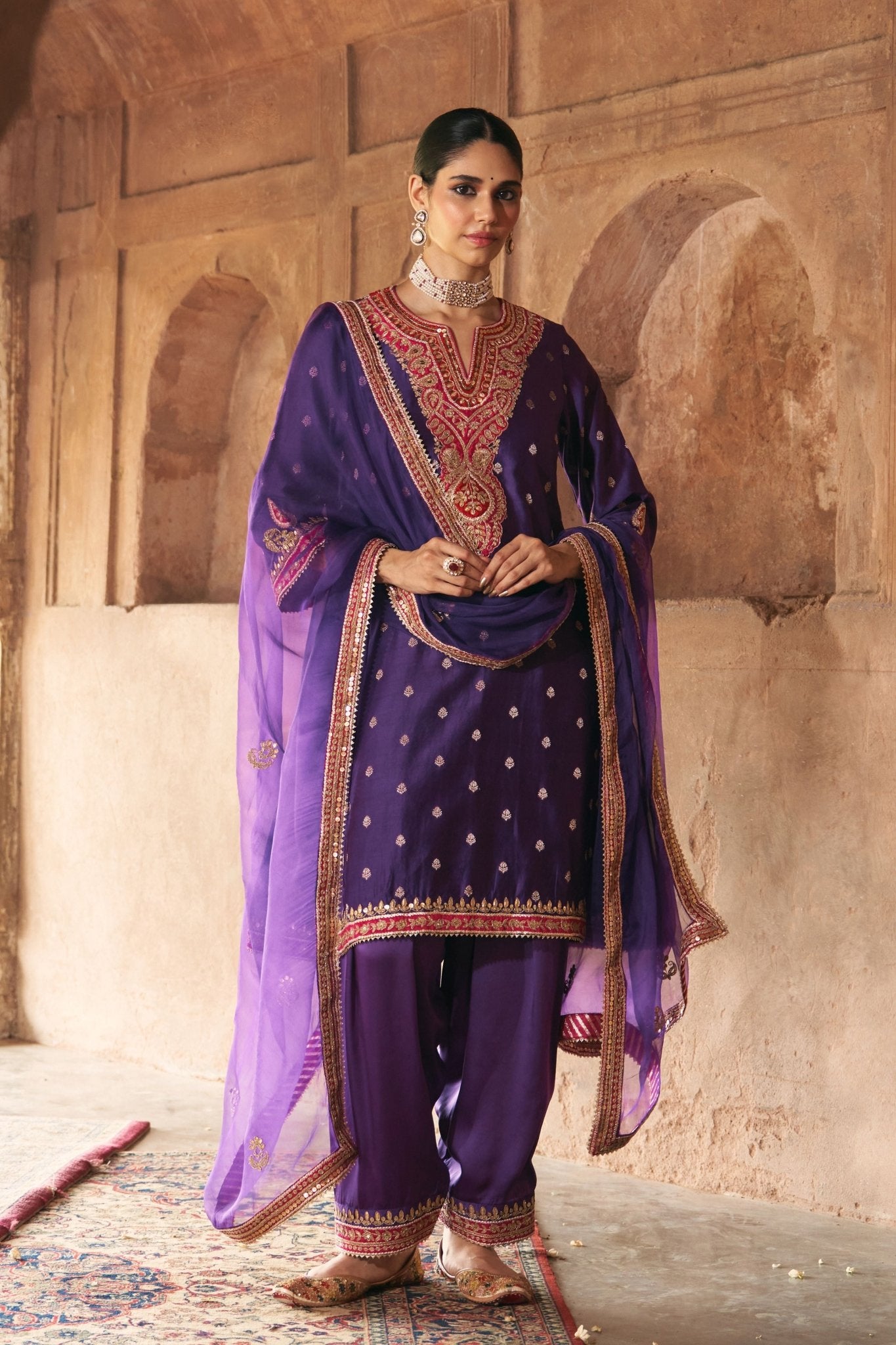 Hafsa Purple Chauga With Salwar - Sheetal Batra - Elahe