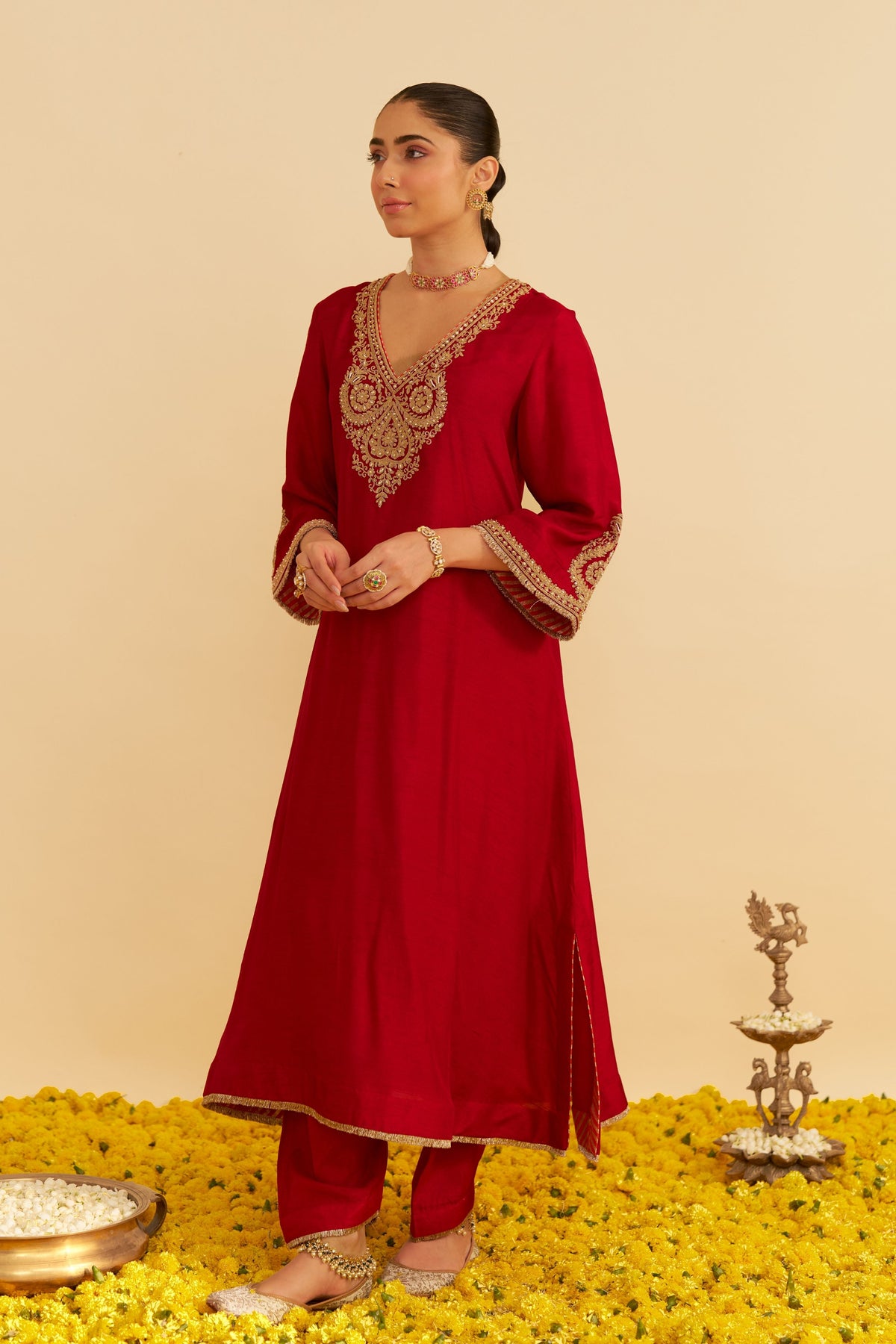 Haayat Red Kaftan With Salwar