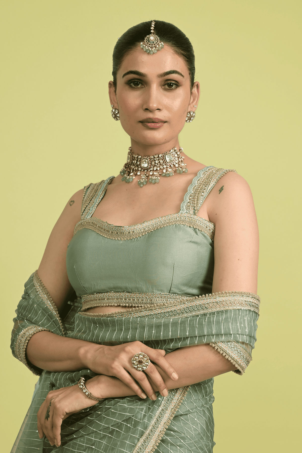 Matcha Melody Saree Set