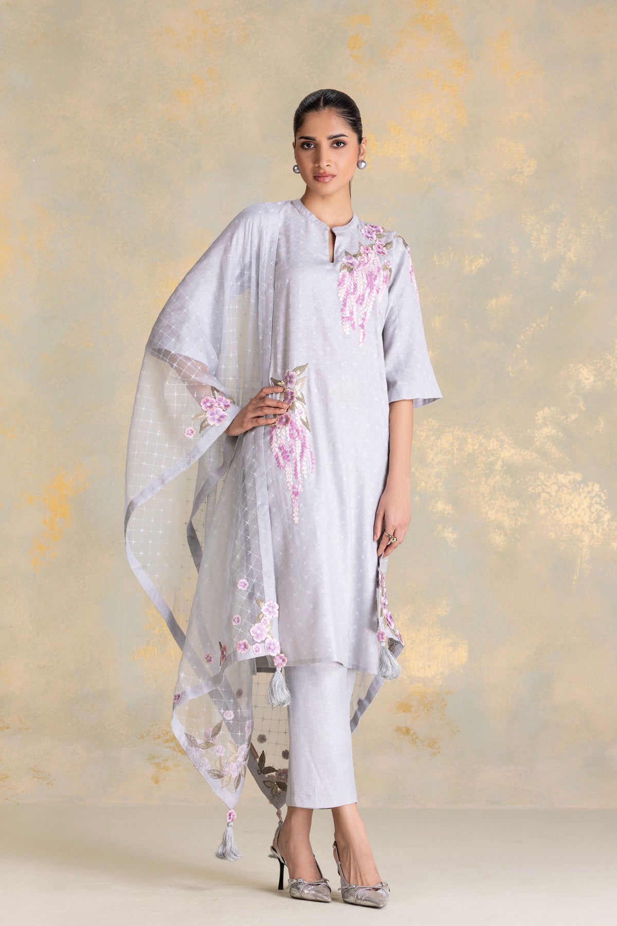 Delfina Smoke Kurta Pant Set