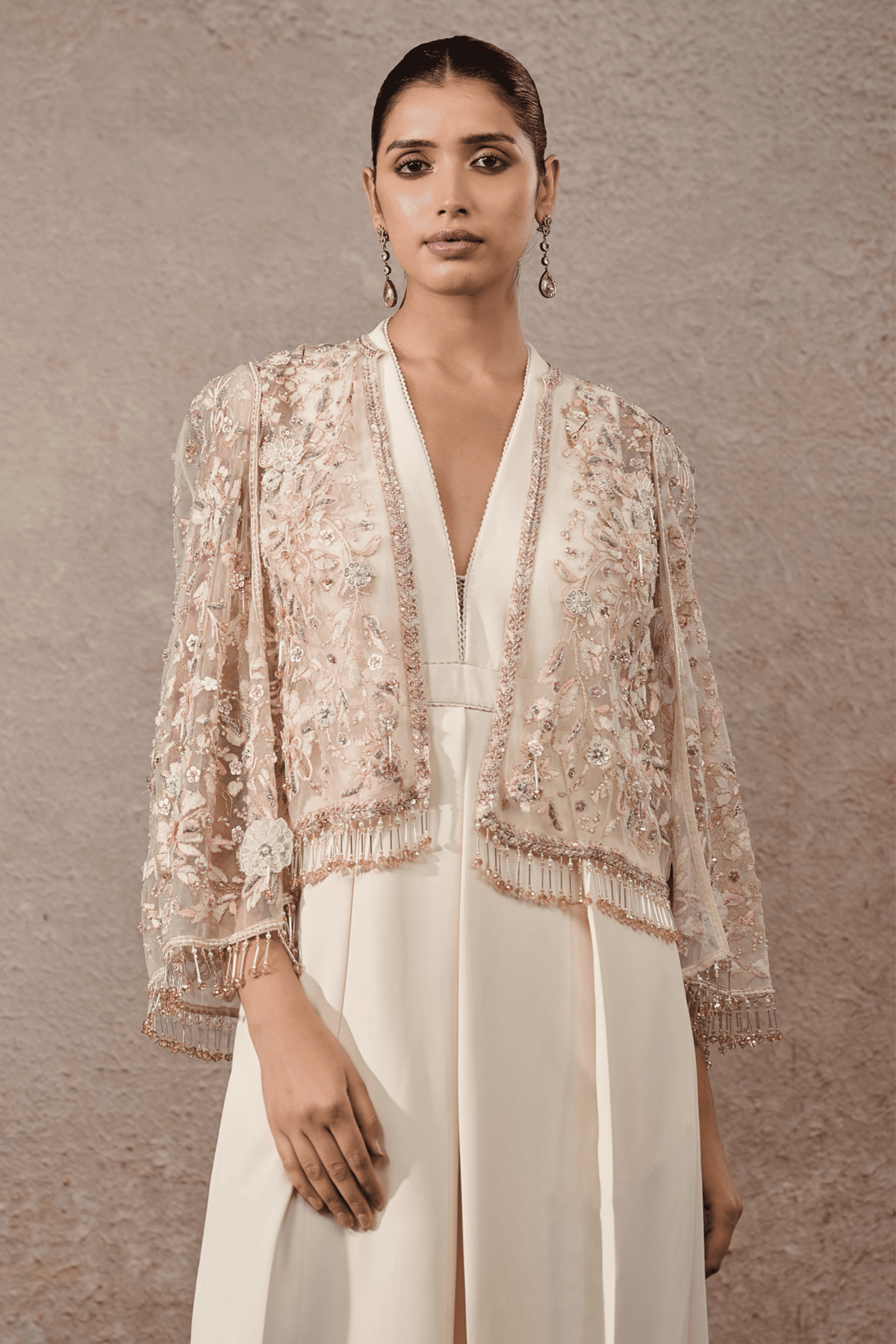 Hand Embroidered Floral Cape