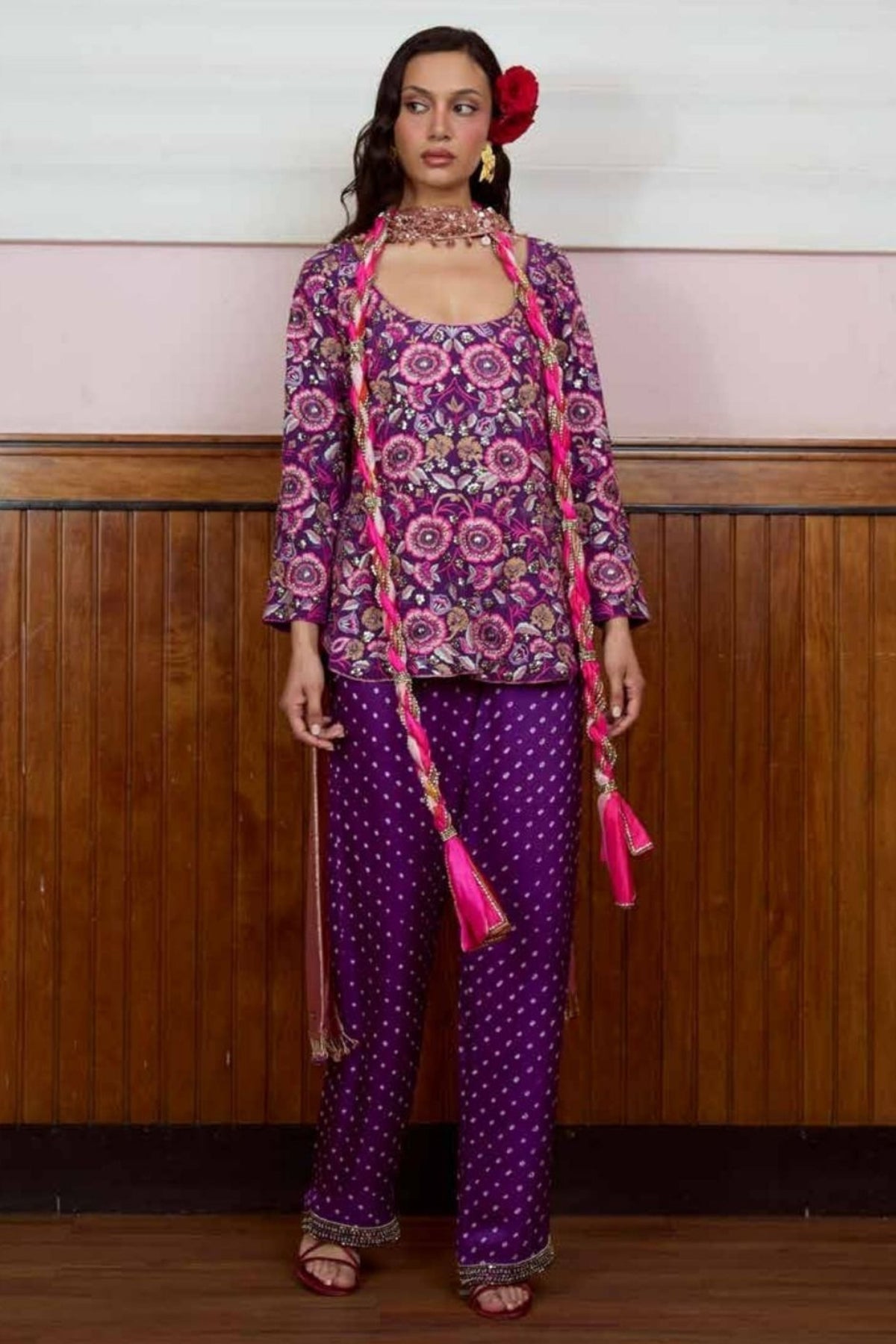 Dream Girl Purple Sequin Kurta Set