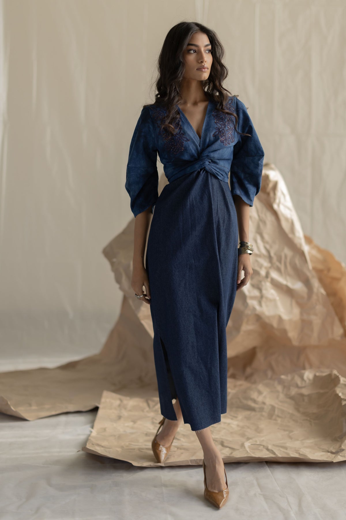 Dark Blue Wrap Around Maxi Dress