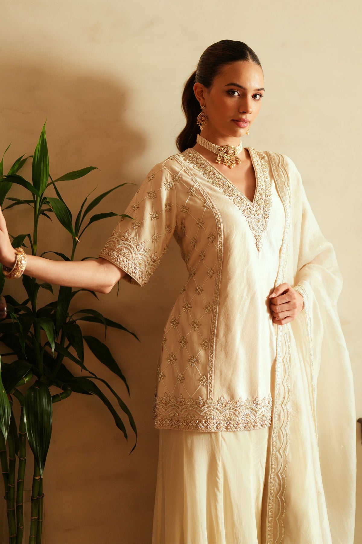 Ivory Kali Sharara Set