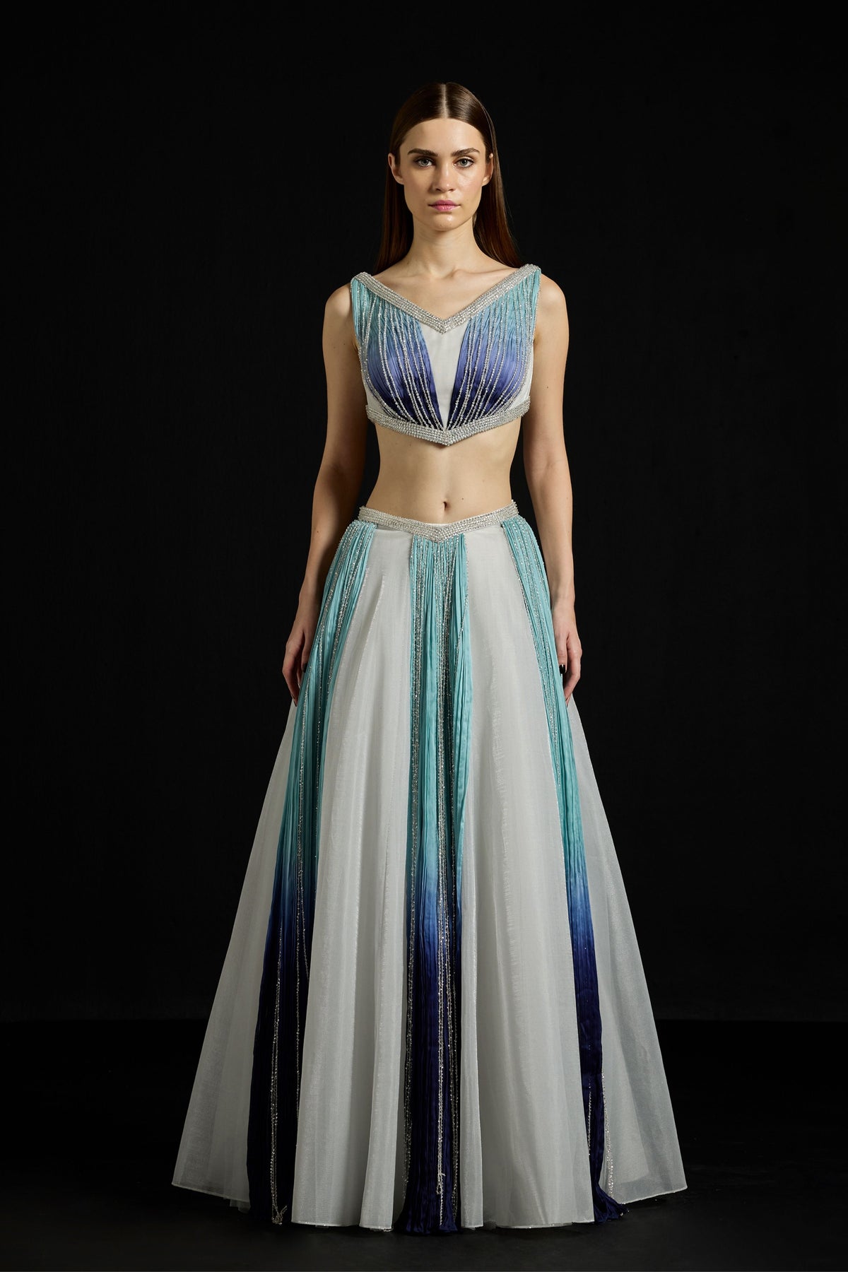 Gathered Chiffon Sequins Ensemble