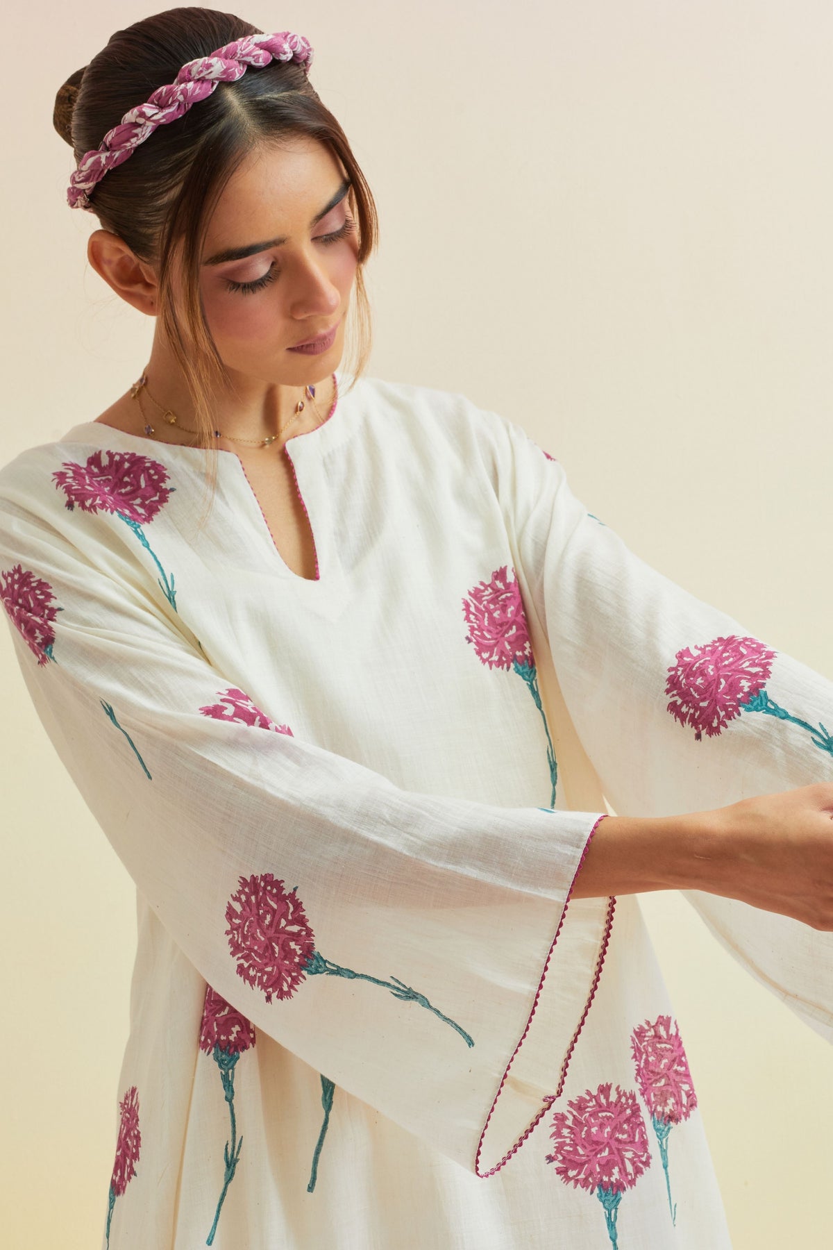 Off White A-line Kurta Set